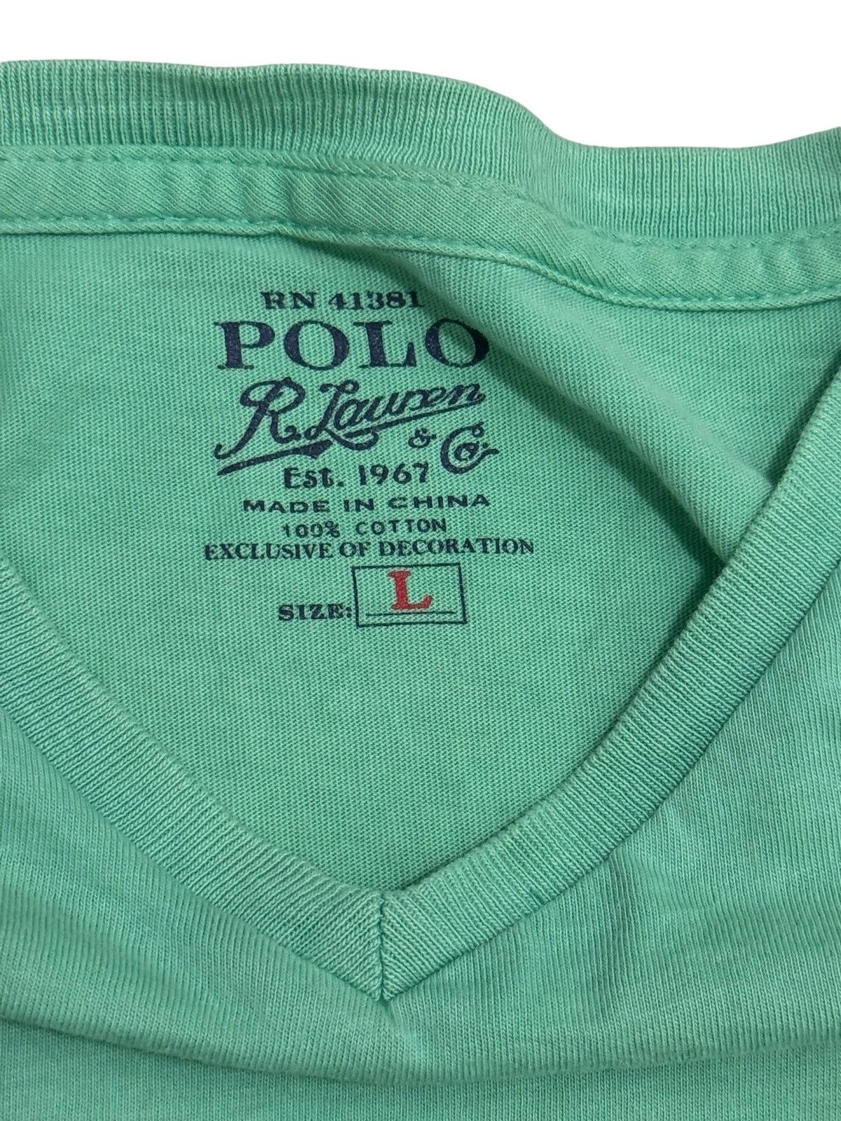 Polo Ralph Lauren × Ralph Lauren Sport POLO RALPH LAUREN SMALL LOGO V NECK GREEN TEE Size US L / EU 52-54 / 3 - 2 Thumbnail