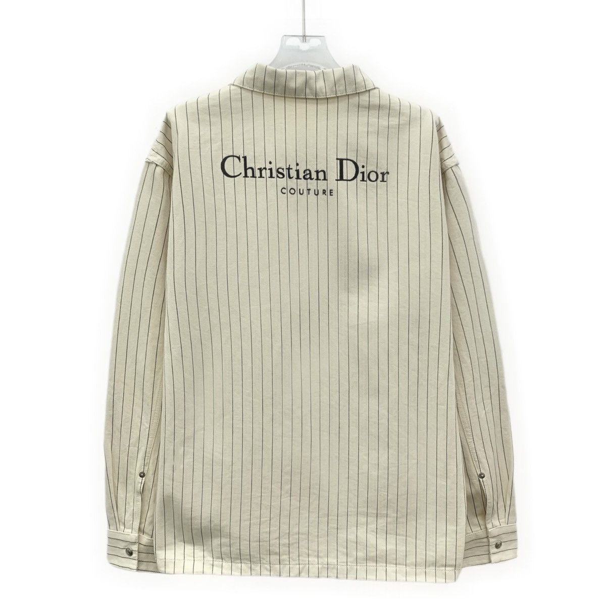 Dior Dior Pale Yellow Striped Embroidered Long Sleeve Shirt K26WX Size US L / EU 52-54 / 3 - 2 Thumbnail