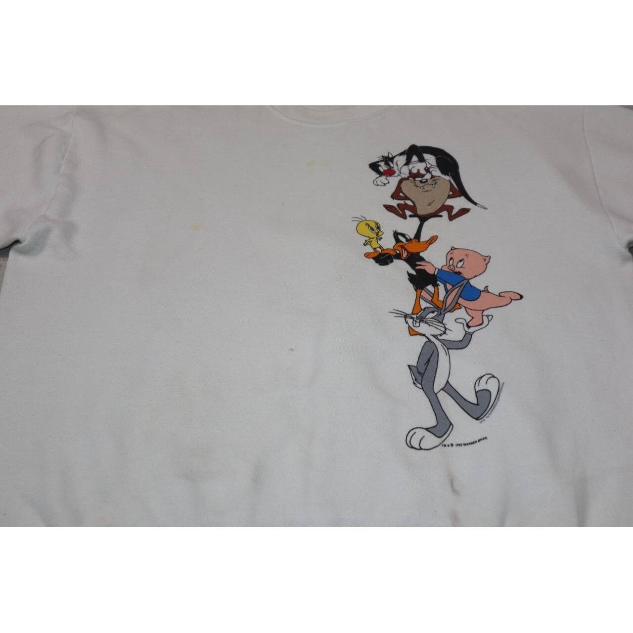 Jerzees Vintage 90s Looney Tunes Sweatshirt White Bugs Bunny Taz XL Size US XL / EU 56 / 4 - 8 Thumbnail