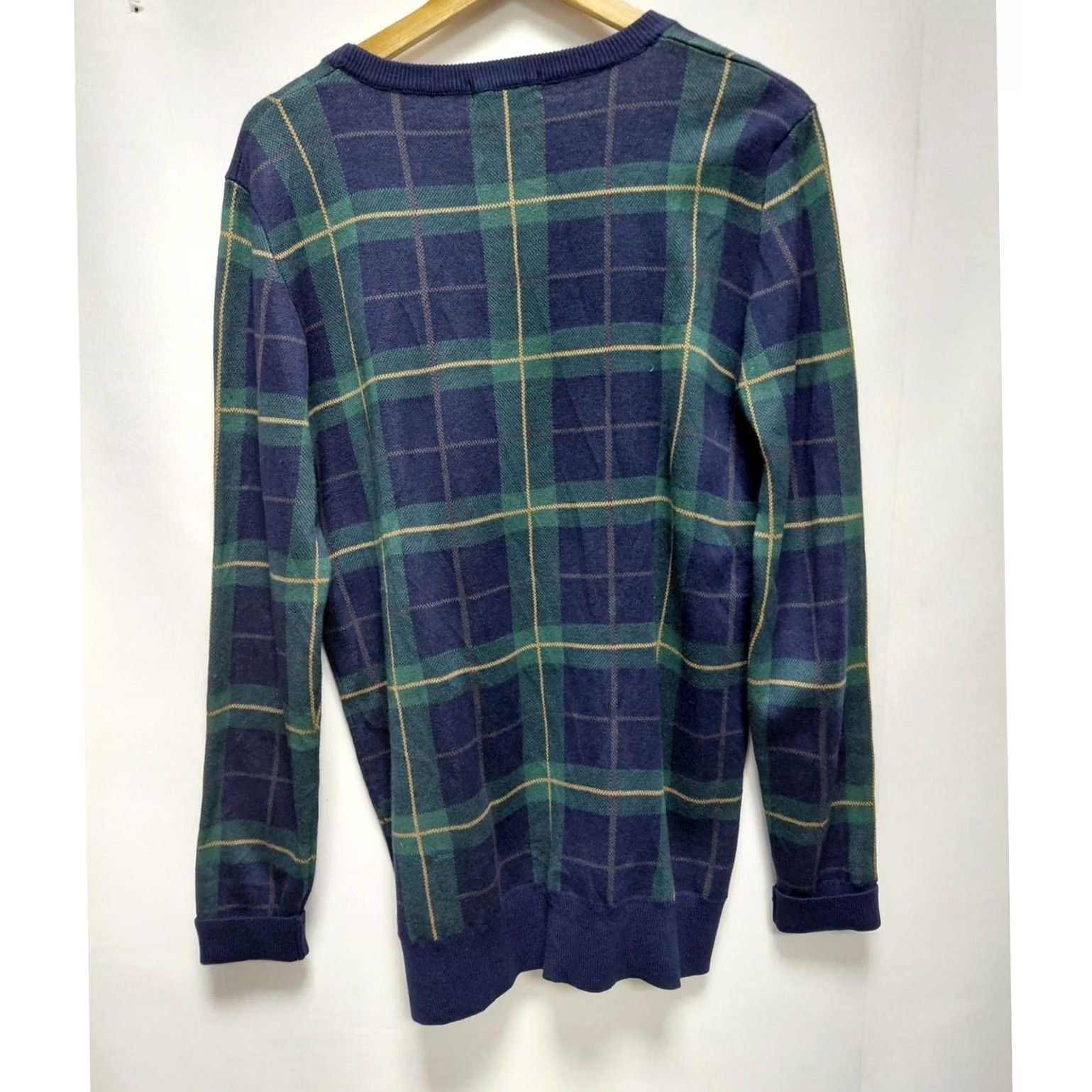 Vintage THML Plaid Knit Sweater Blue Green Long Sleeve Crew Neck Women Size XL Size XL / US 12-14 / IT 48-50 - 2 Thumbnail