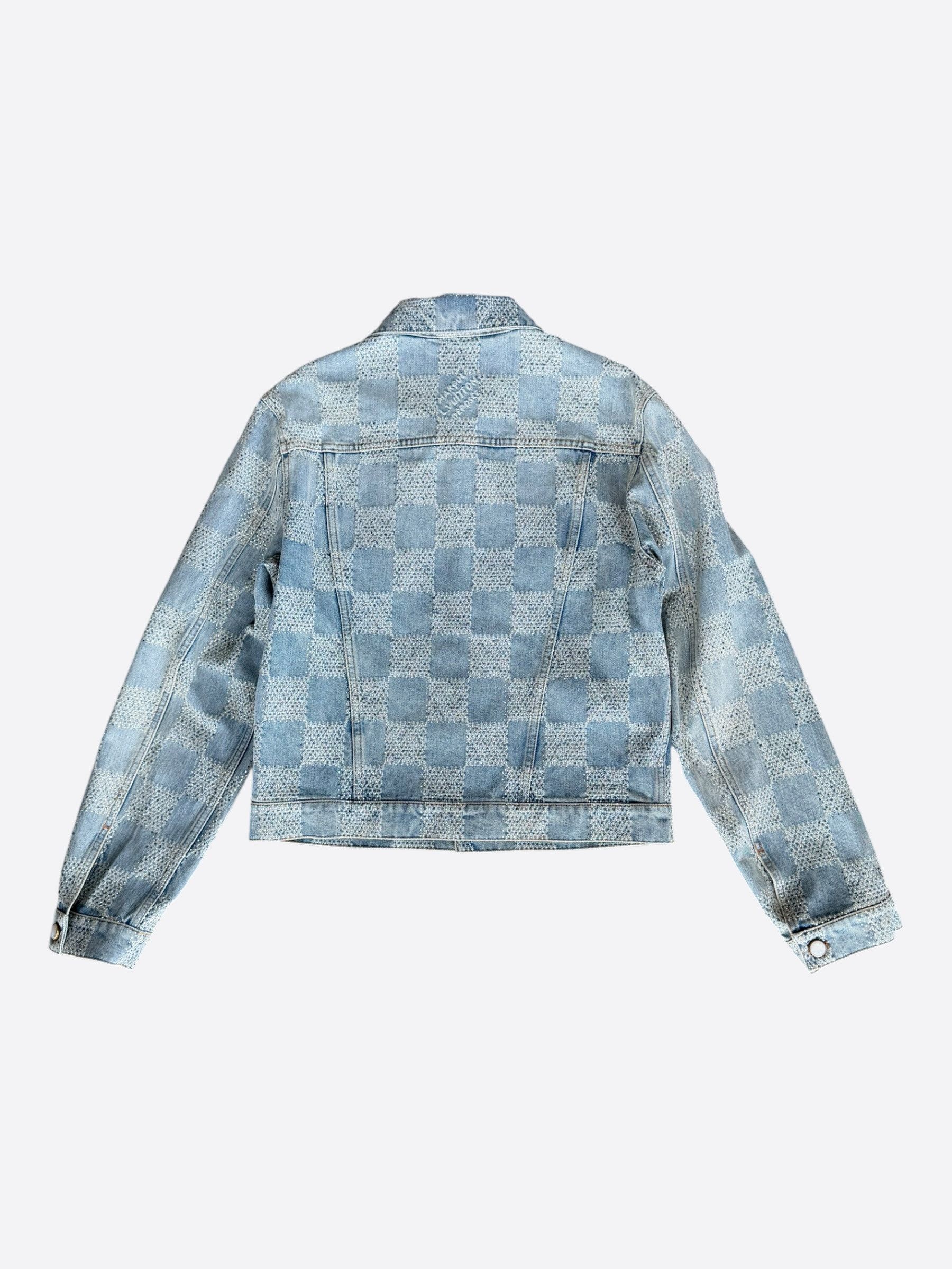 Louis Vuitton Louis Vuitton Blue Embellished Damier Denim Jacket Size US M / EU 48-50 / 2 - 2 Thumbnail