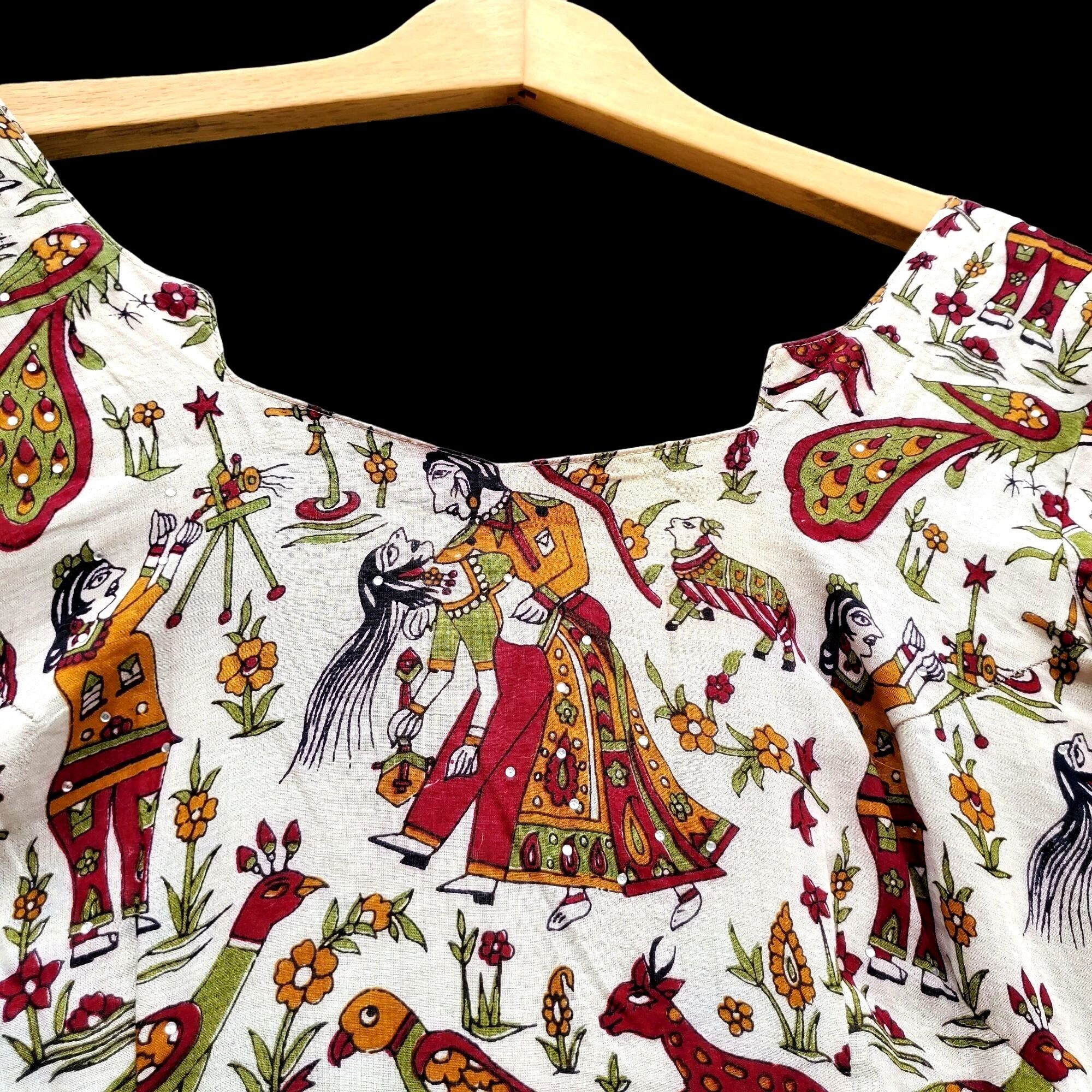 Vintage Bollywood Tunic Dress Indian Cotton Kameez S Peacock Festiva Size S / US 4 / IT 40 - 3 Thumbnail
