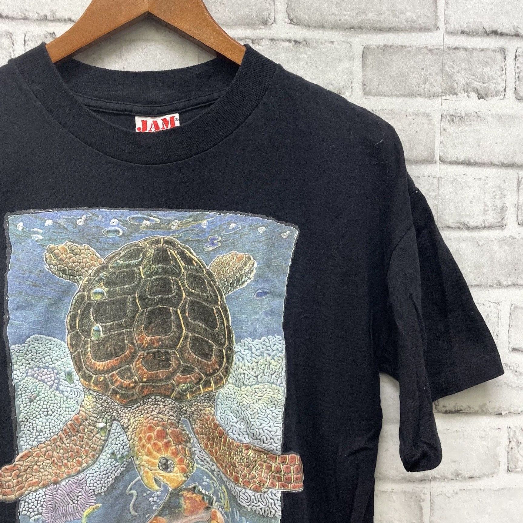 Vintage VINTAGE JAM Loggerhead Turtle Graphic T-Shirt Mens Size M Black USA Patriotic 90s Single Stitch Size US M / EU 48-50 / 2 - 2 Thumbnail