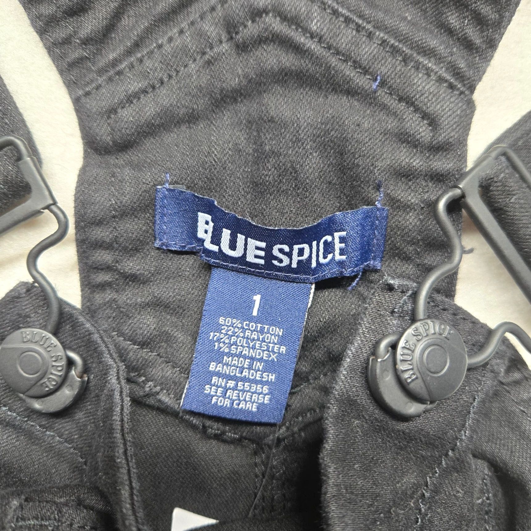 Denime Blue Spice Juniors Black Denim Overalls Size 1 Distressed Pockets Suspenders Womens Size 25" / US 0 / IT 36 - 4 Thumbnail