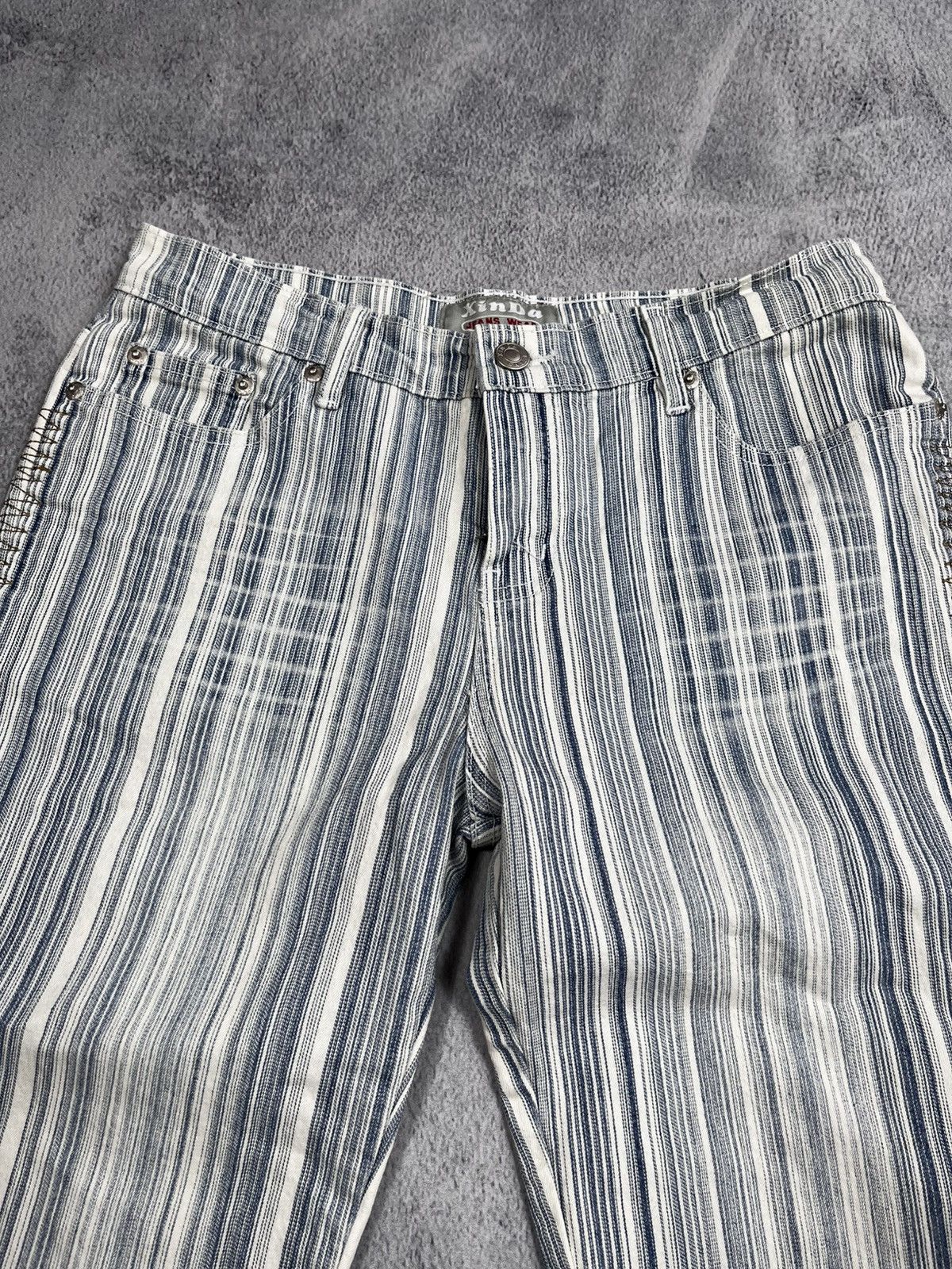 Other Vintage Y2K flared striped jeans 00s style streetwear M Size 29" - 6 Thumbnail