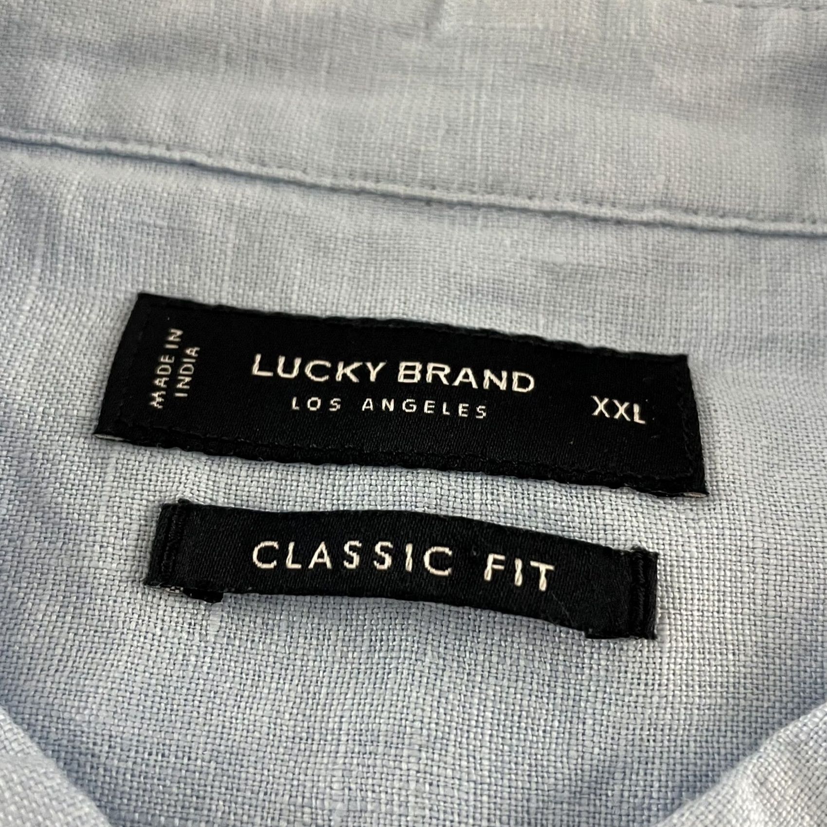 Lucky Brand Lucky Brand Linen Shirt Blue 2XL Short Sleeve Button-Up Men’s Regular Fit Size US XXL / EU 58 / 5 - 2 Thumbnail