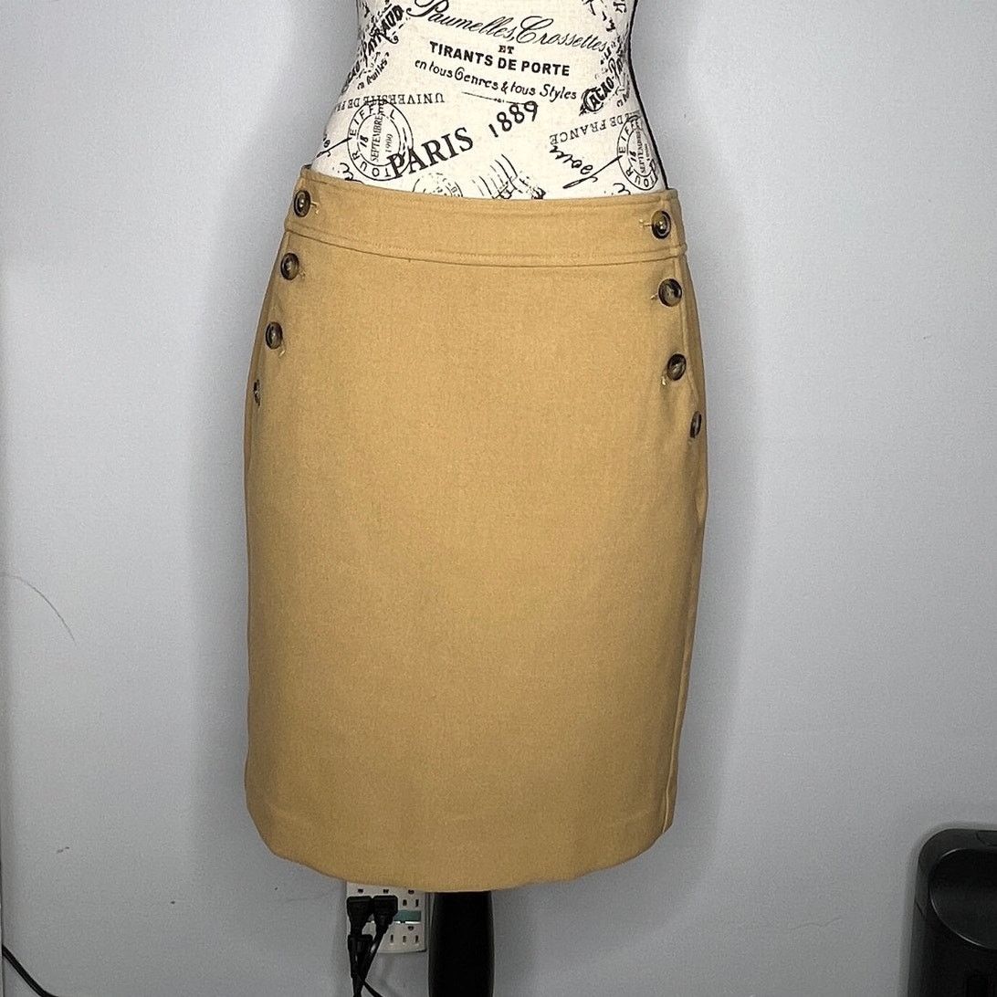 Loft Button Work Pocket Zipper Closure Back Slit A-Line Skirt Size 30" / US 8 / IT 44 - 13 Thumbnail