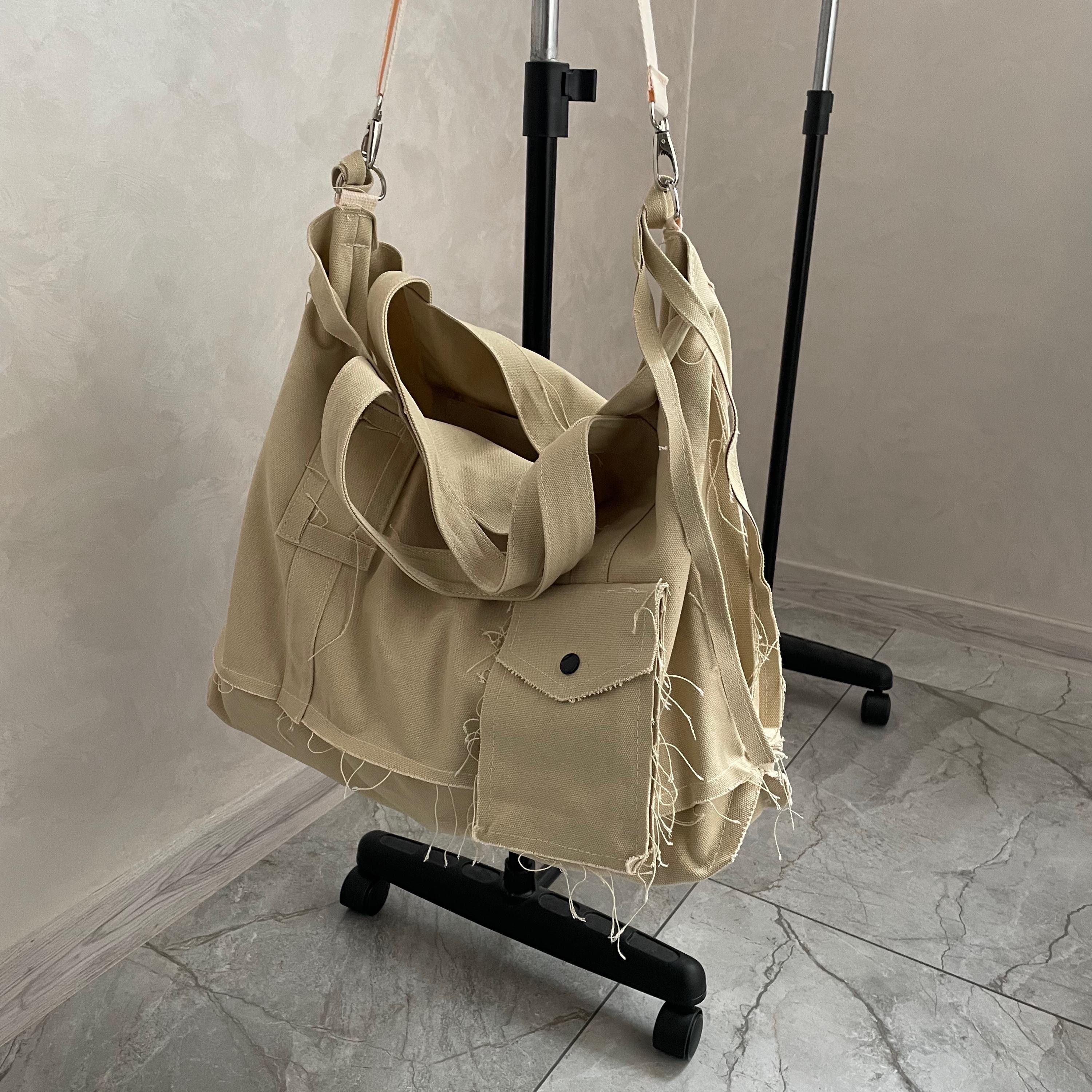 Other Large Canvas Messenger Bag faded Distressed grunge alt Size ONE SIZE - 3 Thumbnail