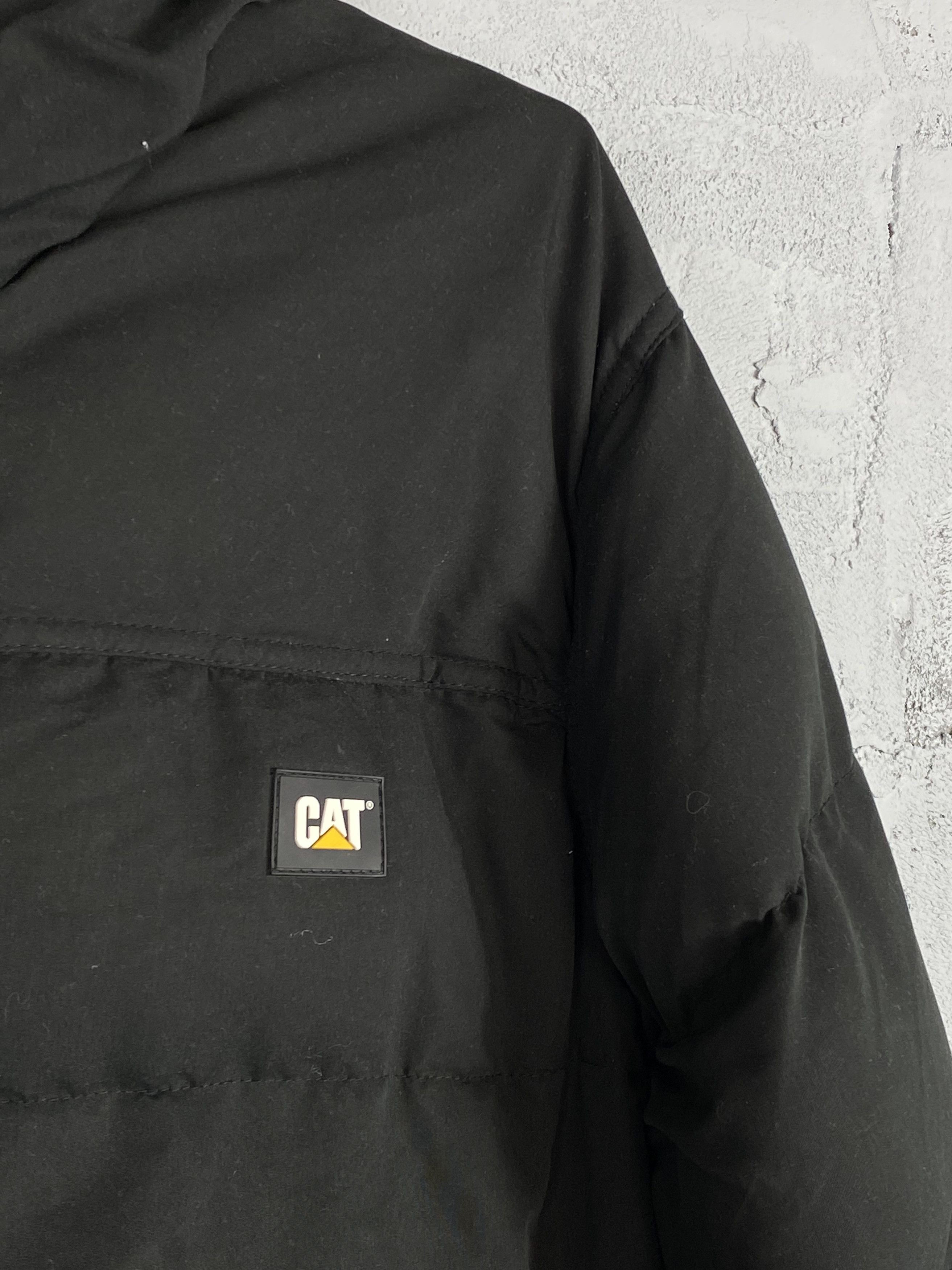 90s CAT Bulldozer Caterpillar Black Down Jacket 2XL Outerwear