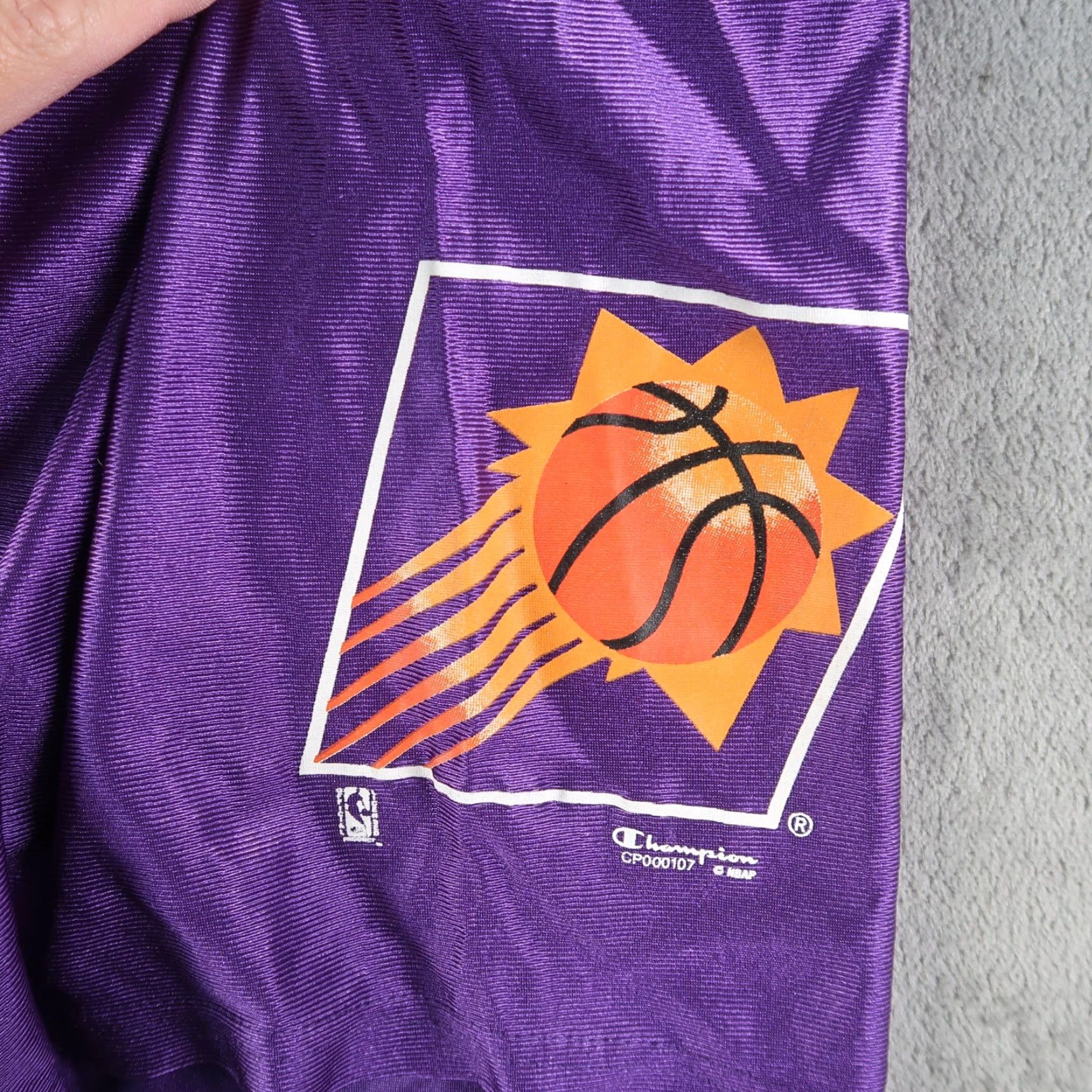 Champion VINTAGE Champion Basketball Shorts Mens XL Purple Drawstring 80s Phoenix Suns Athletic Nylon Size US 36 / EU 52 - 6 Thumbnail