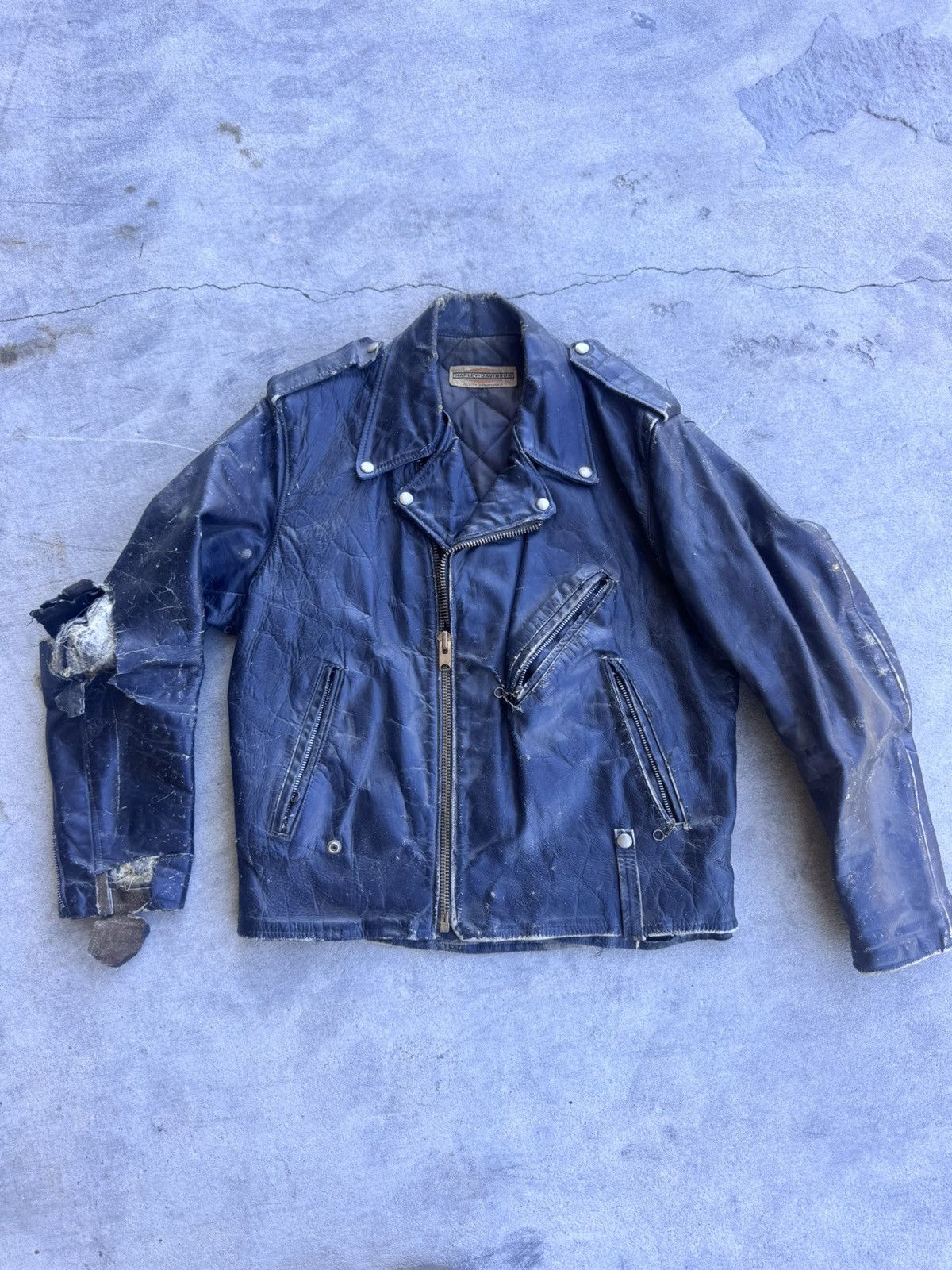 Harley Davidson Harley Motorcycle Vintage Leather Black Jacket 60s era Size US M / EU 48-50 / 2 - 1 Thumbnail