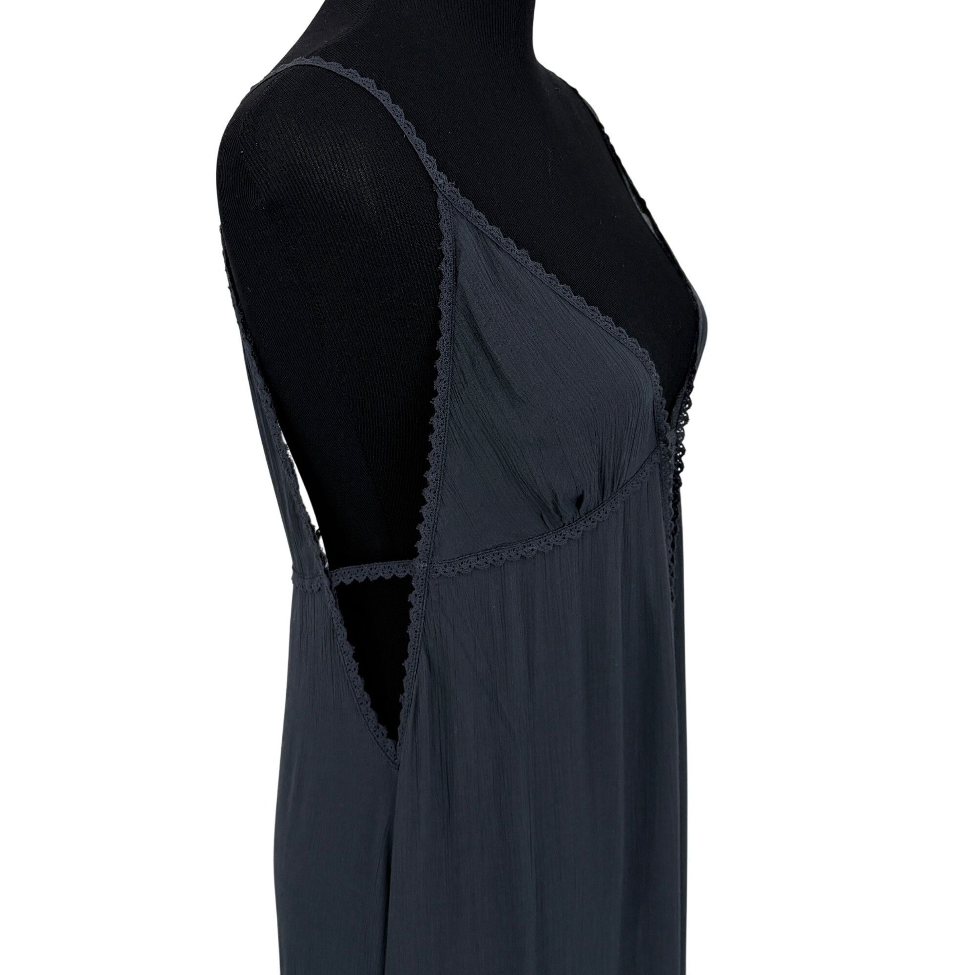 Free People RARE Vtg NWT Free People Gray Lace Crochet Maxi Slip Dress | Size M / US 6-8 / IT 42-44 - 13 Thumbnail
