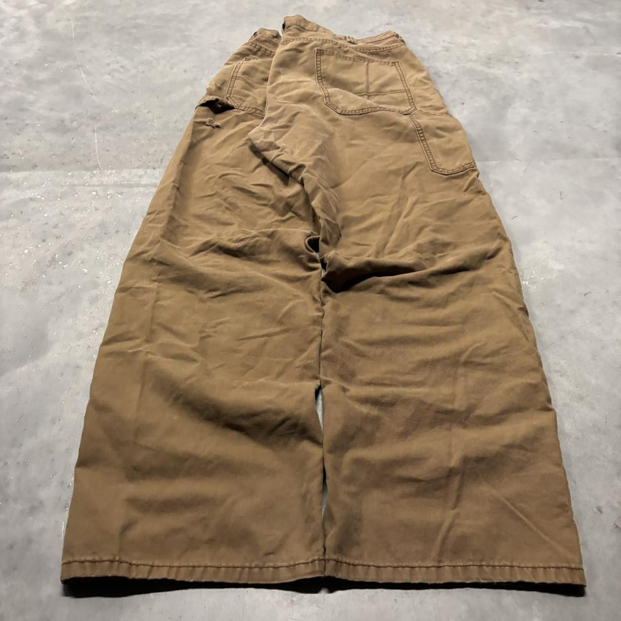 Japanese Brand × Vintage Crazy Vintage Y2K/2000s Baggy Faded Khaki Brown Carpenter Pants! Size US 40 / EU 56 - 4 Thumbnail