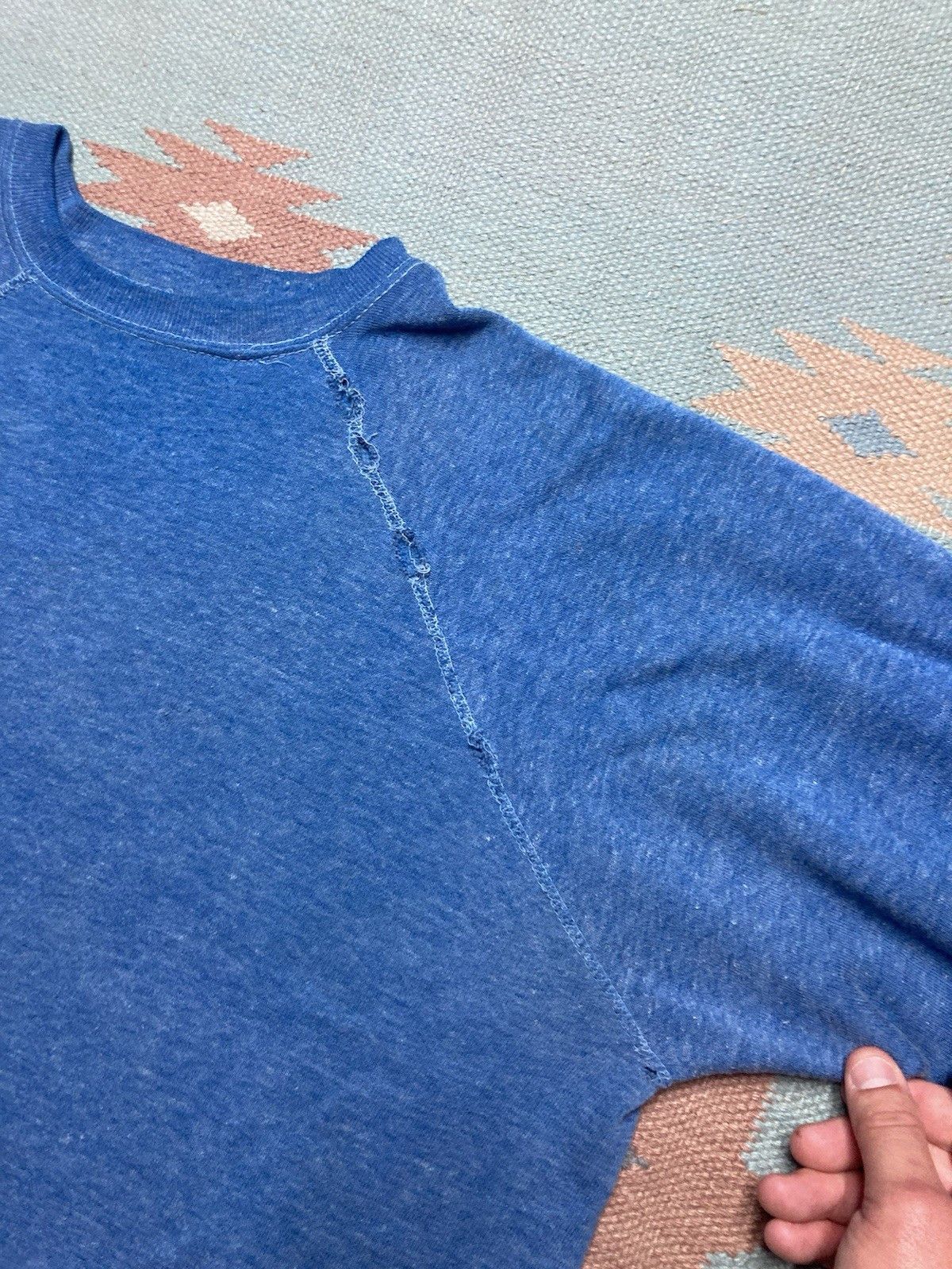 Vintage 70s crewneck sweatshirt heather blue distressed whooped XL Size US XL / EU 56 / 4 - 4 Thumbnail