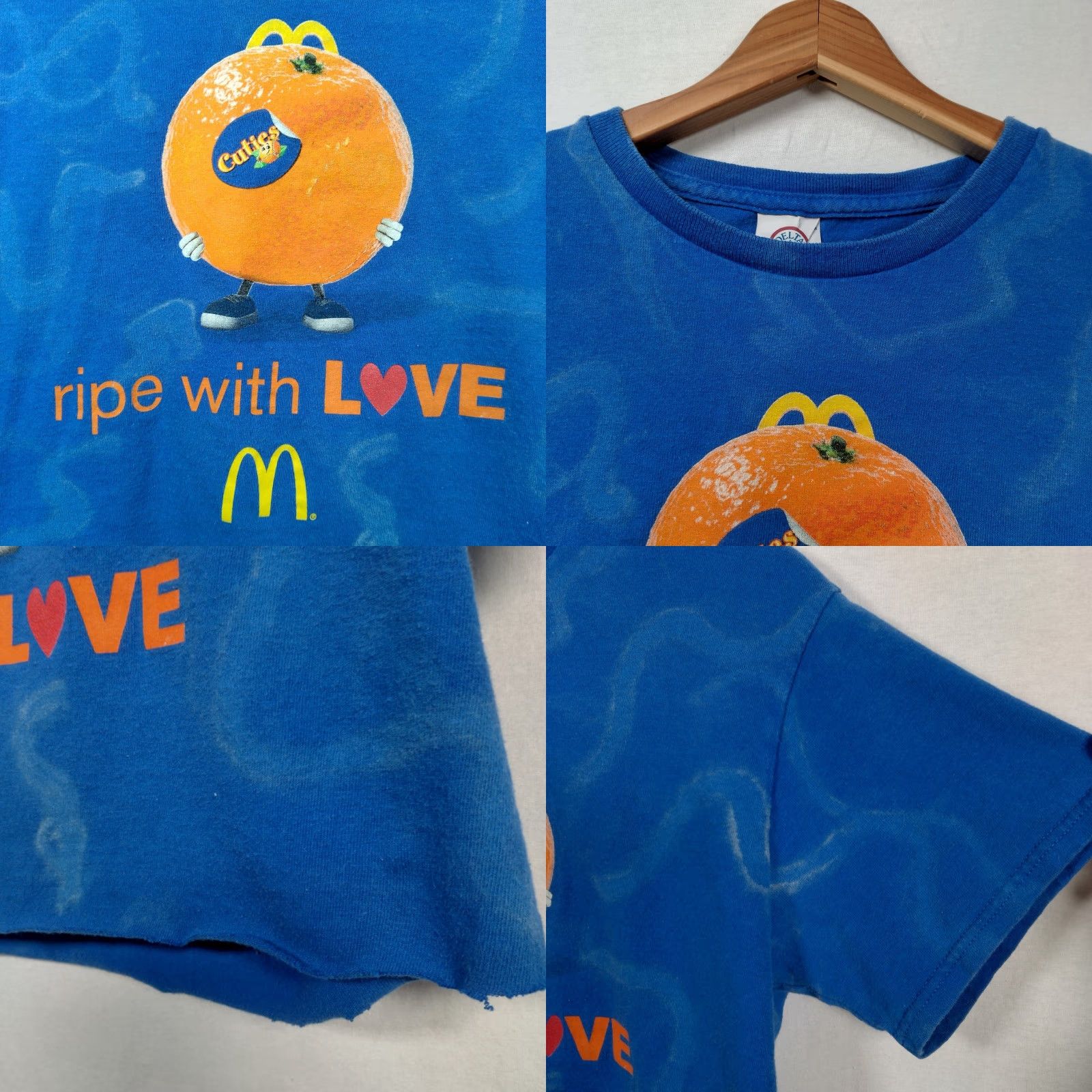 Vintage VINTAGE McDonald's Graphic Crop Top Women Medium Blue Bleach Dyed 90s Fast Food Casual Shirt Size M / US 6-8 / IT 42-44 - 8 Thumbnail