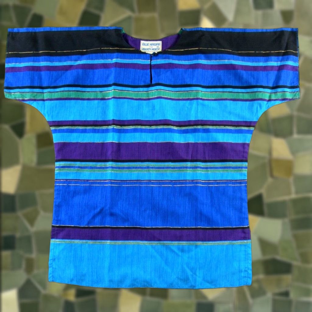 Vintage VTG Blue Hawaii Liberty House Blue Green Black Stripe Short Sleeve Blouse Medium Size M / US 6-8 / IT 42-44 - 1 Thumbnail