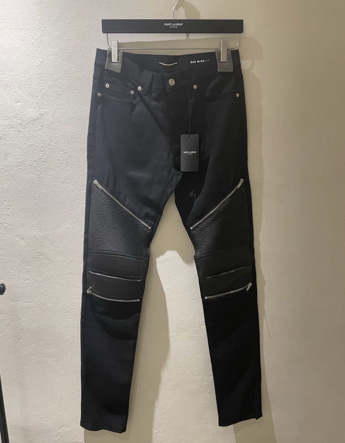 Saint Laurent Paris Saint laurent 16FW leather patch biker denim jeans sz29 Size US 29 - 1 Thumbnail