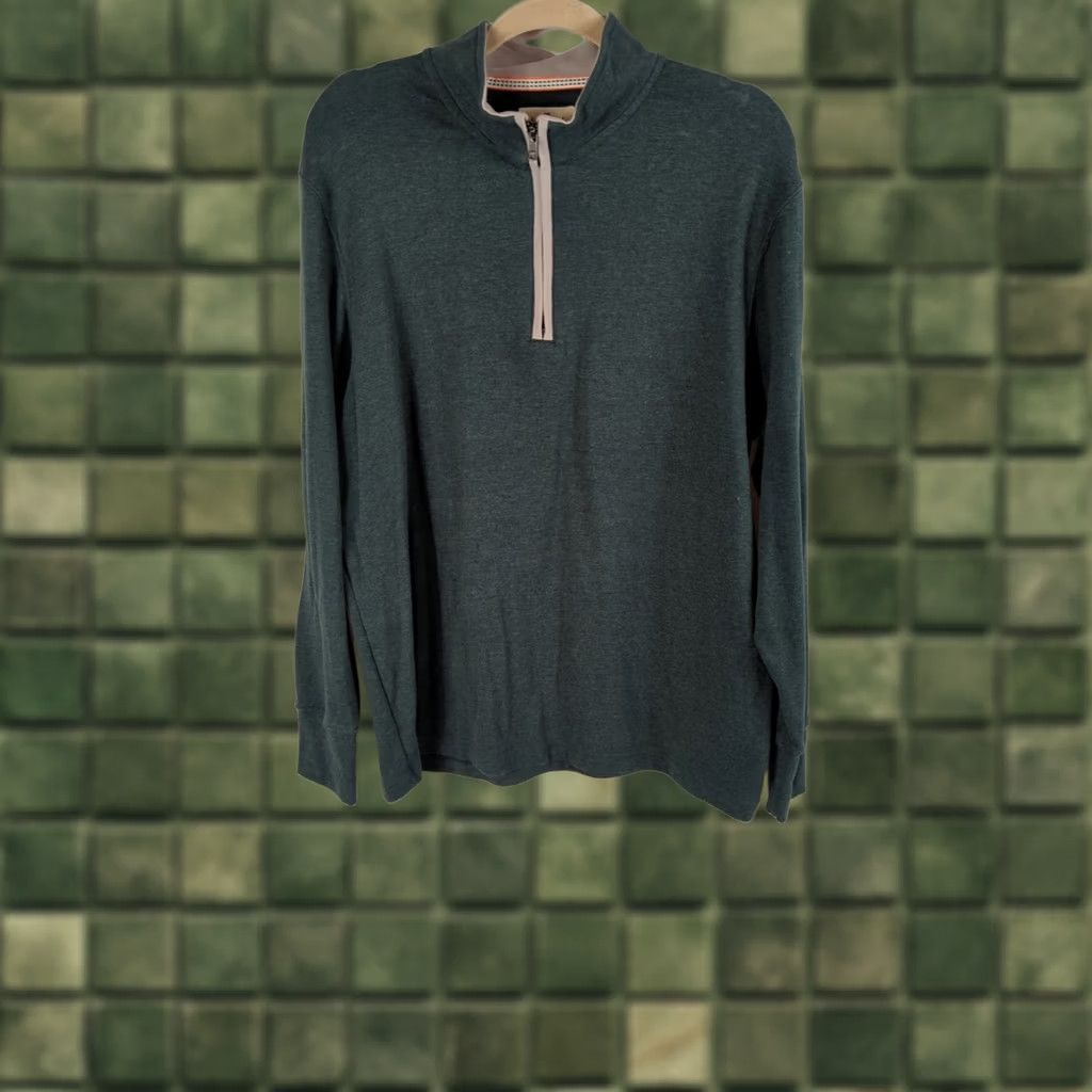 Vintage The Normal Brand Pullover Shirt Green XL Long Sleeve Mock Neck Cotton blend 1/4 Zip Size US XL / EU 56 / 4 - 1 Thumbnail