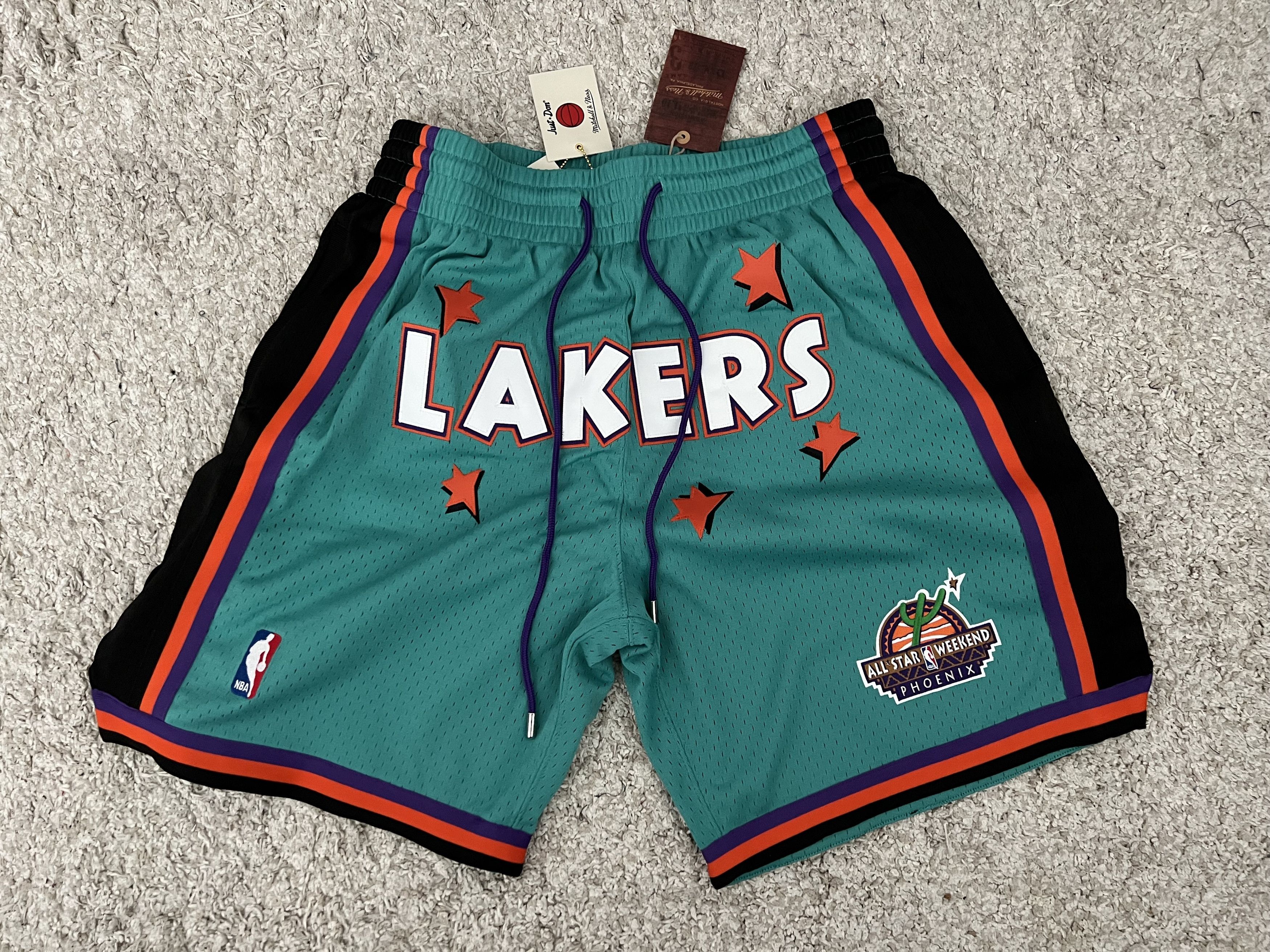image of La Lakers Rookie All Star 1995-96 Just Don Nba Shorts in Teal, Men's (Size 34)