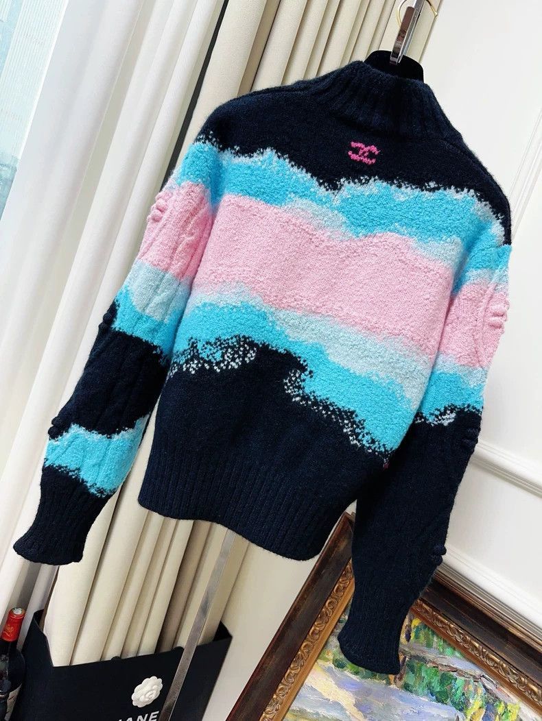 Chanel Chanel Coco Neige Knit Sweater Black Blue Pink Size M / US 6-8 / IT 42-44 - 2 Thumbnail
