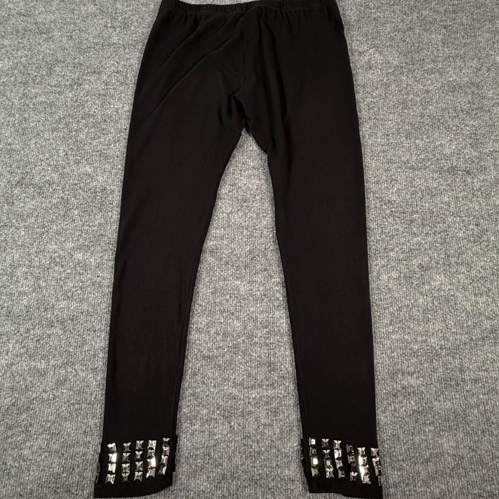 Vintage Black Studded Embellished Leggings Womens Medium Rhinestone Ankle Athleisure Casual Yoga Gym & Training Size 32" / US 10 / IT 46 - 3 Thumbnail
