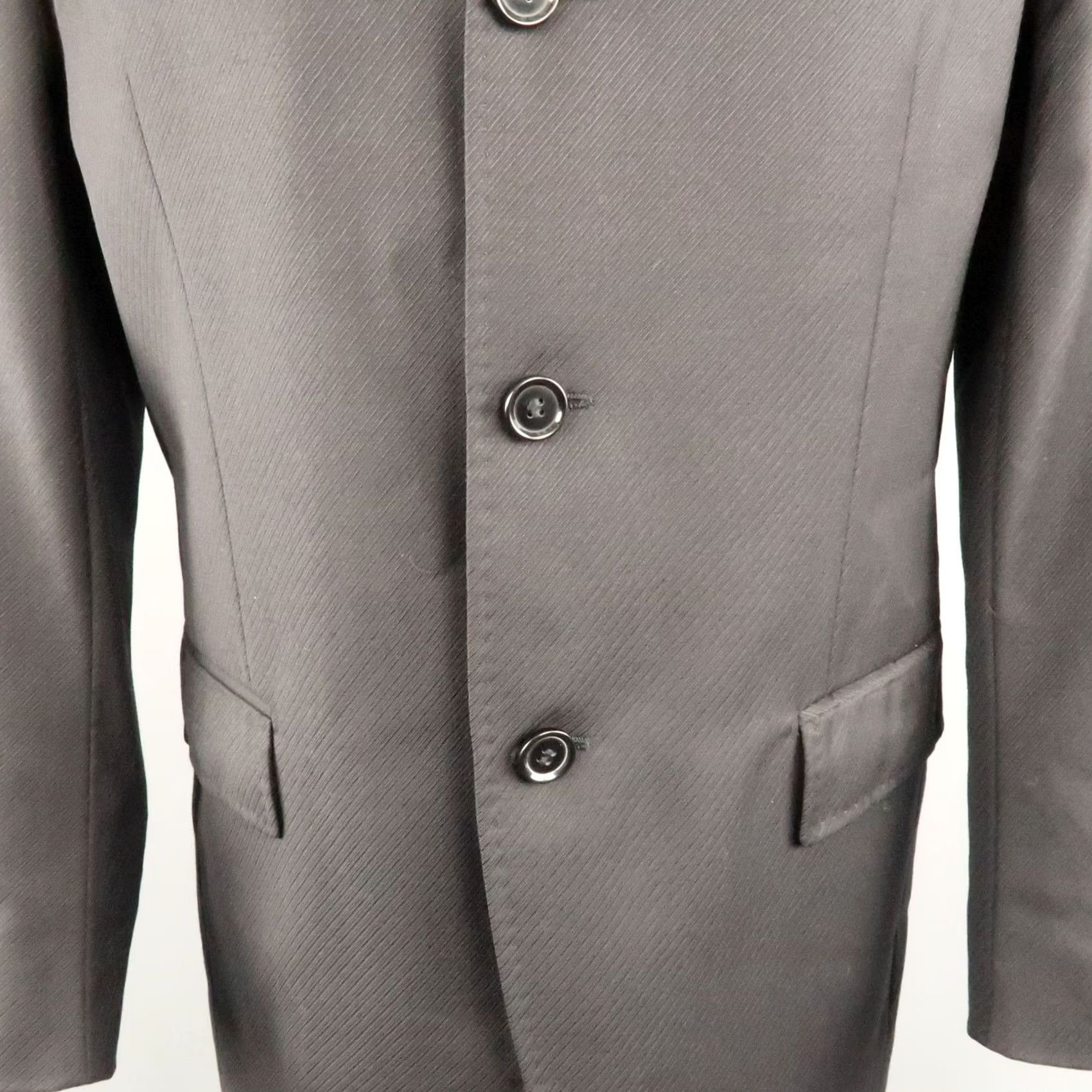 Dolce & Gabbana DOLCE & GABBANA Sport Coat Diagonal Stripe Wool Notch Lapel Black 38 Men Adult Short Jacket Coat Size US XXS / EU 40 - 3 Thumbnail