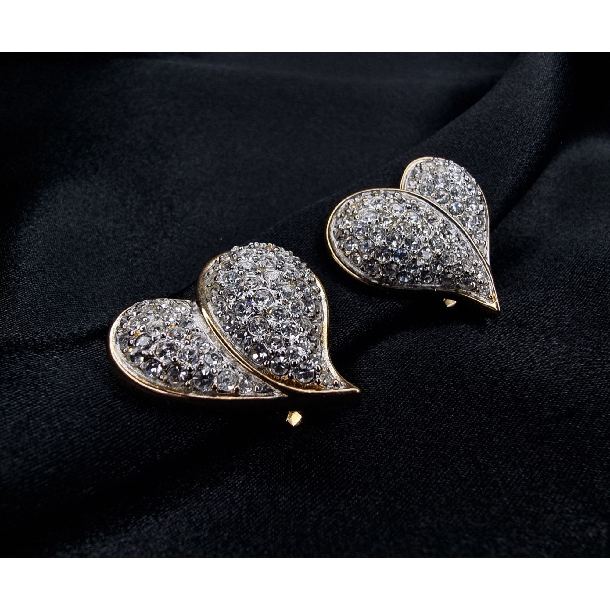 Swarovski Vintage Swarovski Crystal Heart Clip-On Earrings Size ONE SIZE - 5 Thumbnail