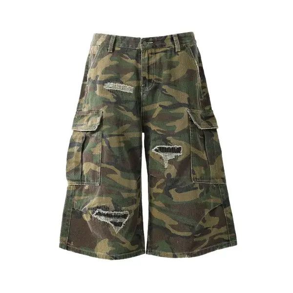 VIBE Street hip hop washed baggy denim shorts