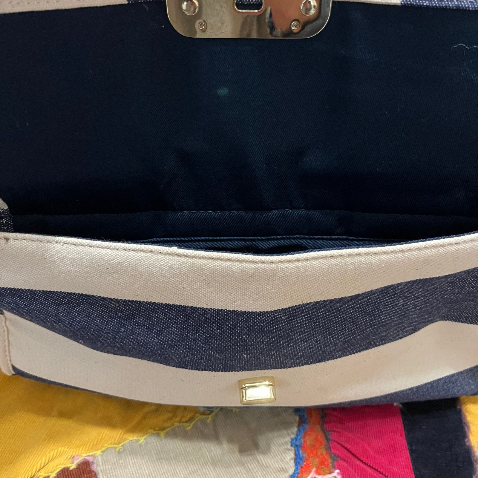 Tommy Hilfiger Tommy Hilfiger Navy/White Striped Logo Purse Size ONE SIZE - 3 Thumbnail