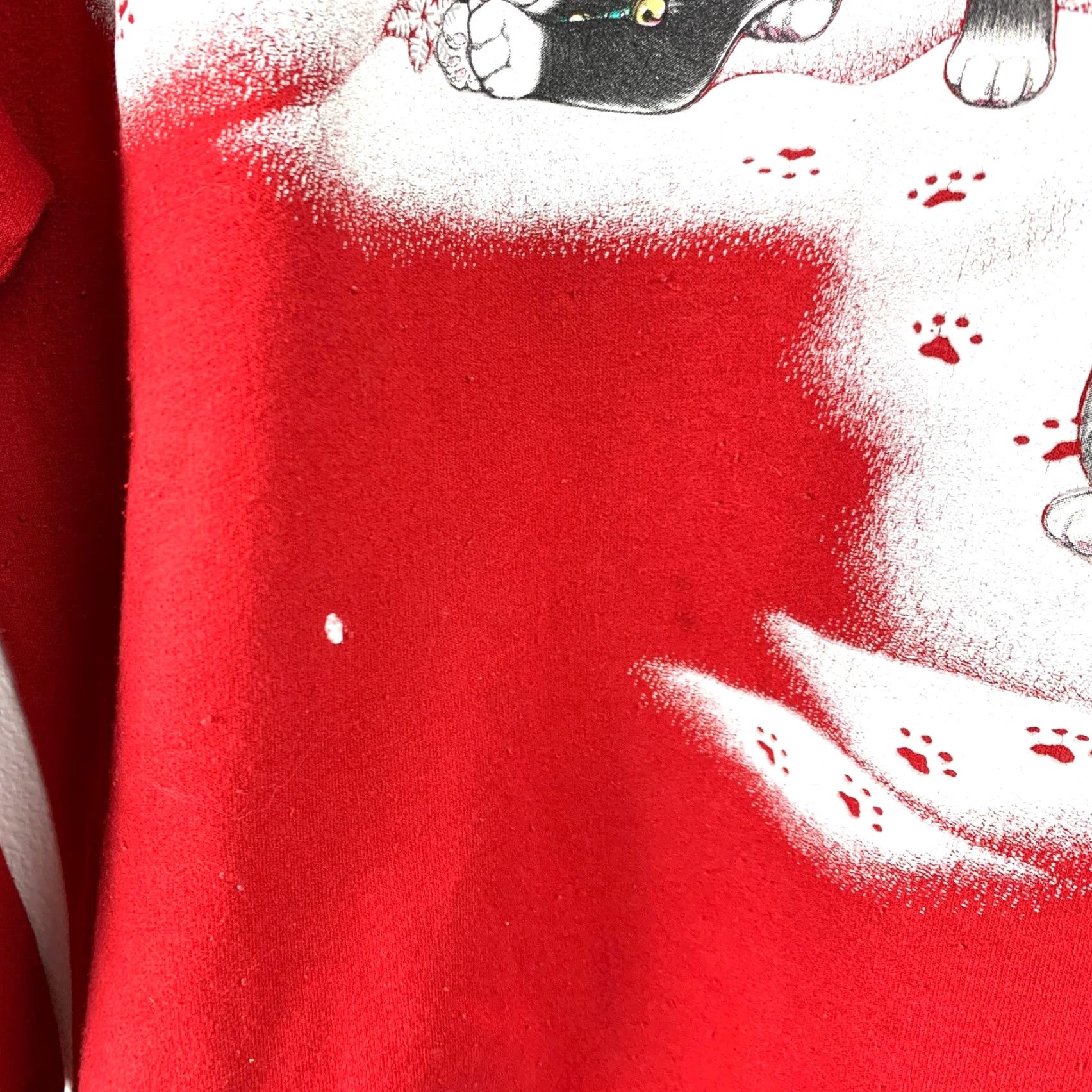Vintage VINTAGE Morning Sun Cats Playing In Snow Sweatshirt Large Red 90s Cats Playing In Snow Womens Sweatshirt Size L / US 10 / IT 46 - 4 Thumbnail