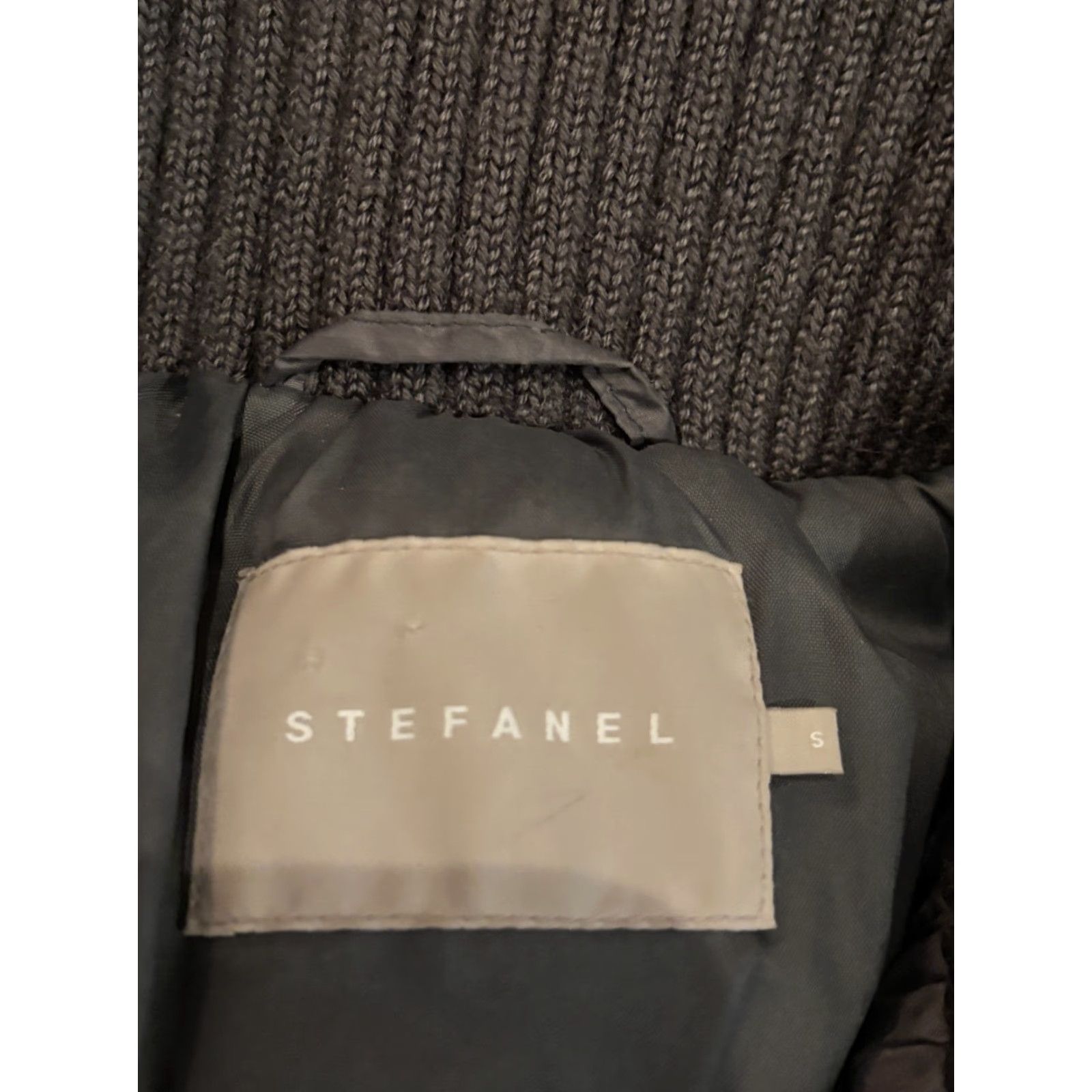 Vintage Stefanel Puffer Jacket Womens Size 5 Padded Coat Gray Knit Collar Full Zip Warm Size S / US 4 / IT 40 - 2 Thumbnail