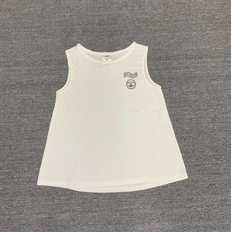 Chanel Chanel White Cotton Women's Sleeveless T-Shirt 0089 Size S / US 4 / IT 40 - 1 Thumbnail