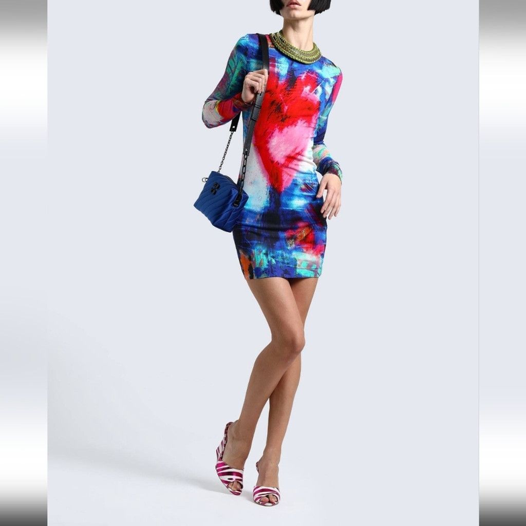 Just Cavalli Just Cavalli Multicolour Heart Bodycon Long Sleeved Dress Size M / US 6-8 / IT 42-44 - 1 Thumbnail