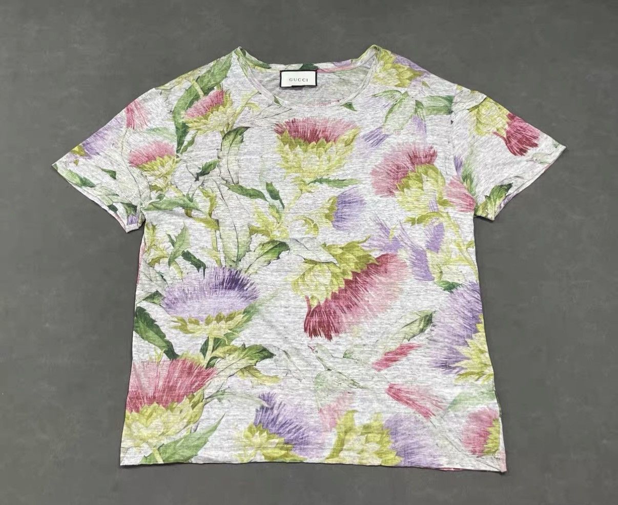 Gucci GUCCI Linen Floral Short Sleeve T‑shirt J16 Size US M / EU 48-50 / 2 - 1 Thumbnail