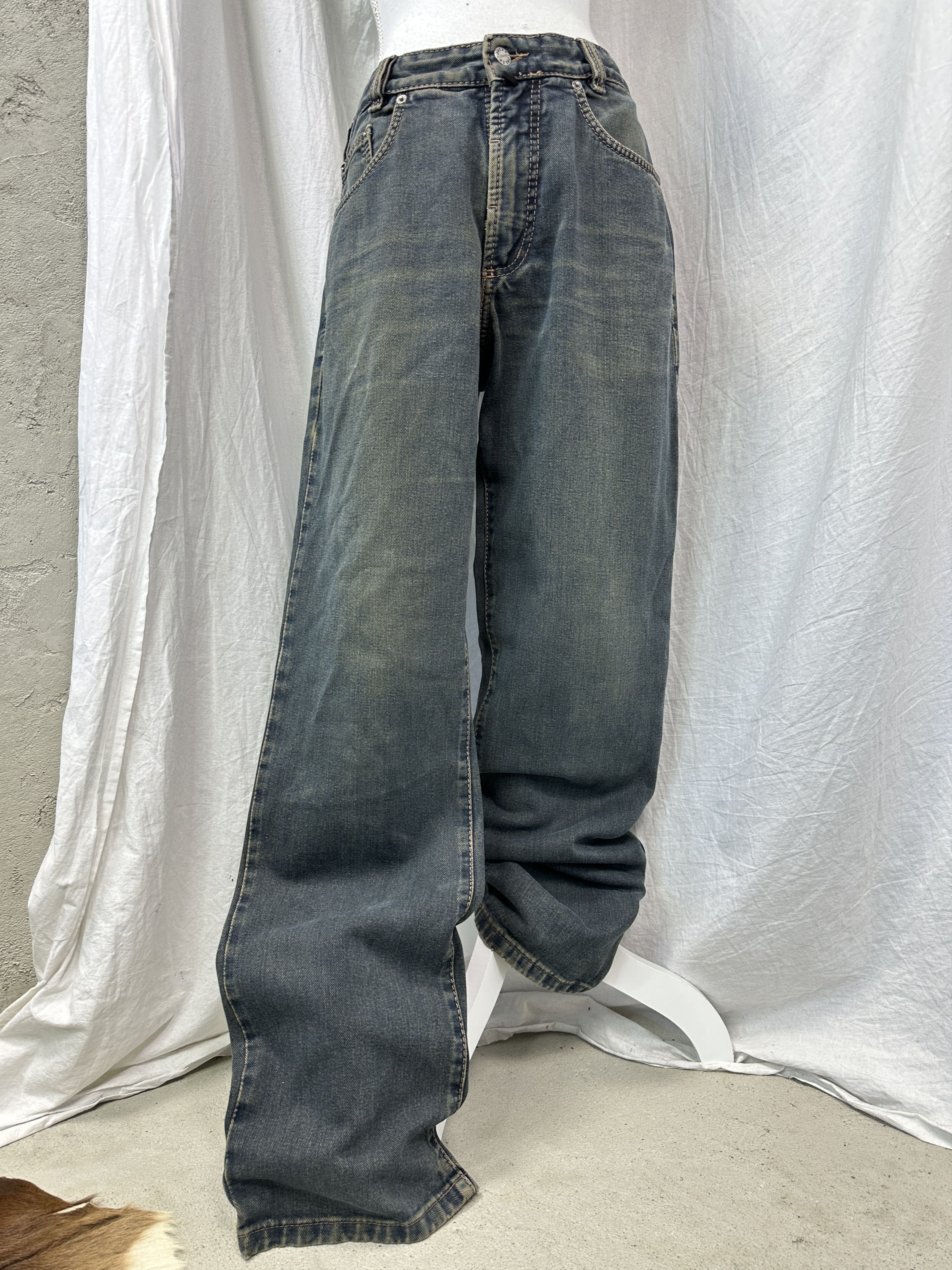 Vintage Vintage Denim Streetwear Rotten Green Baggy Jeans Y2K Size 25" / US 0 / IT 36 - 1 Thumbnail