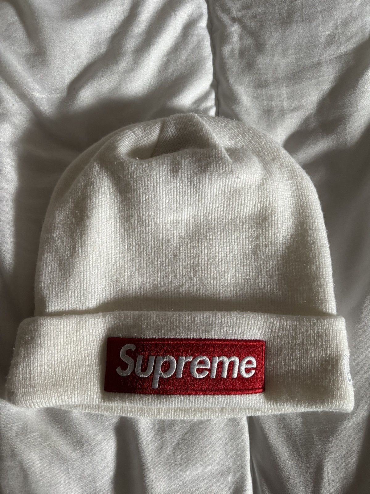 Supreme New Era Box Logo Beanie White Accessories