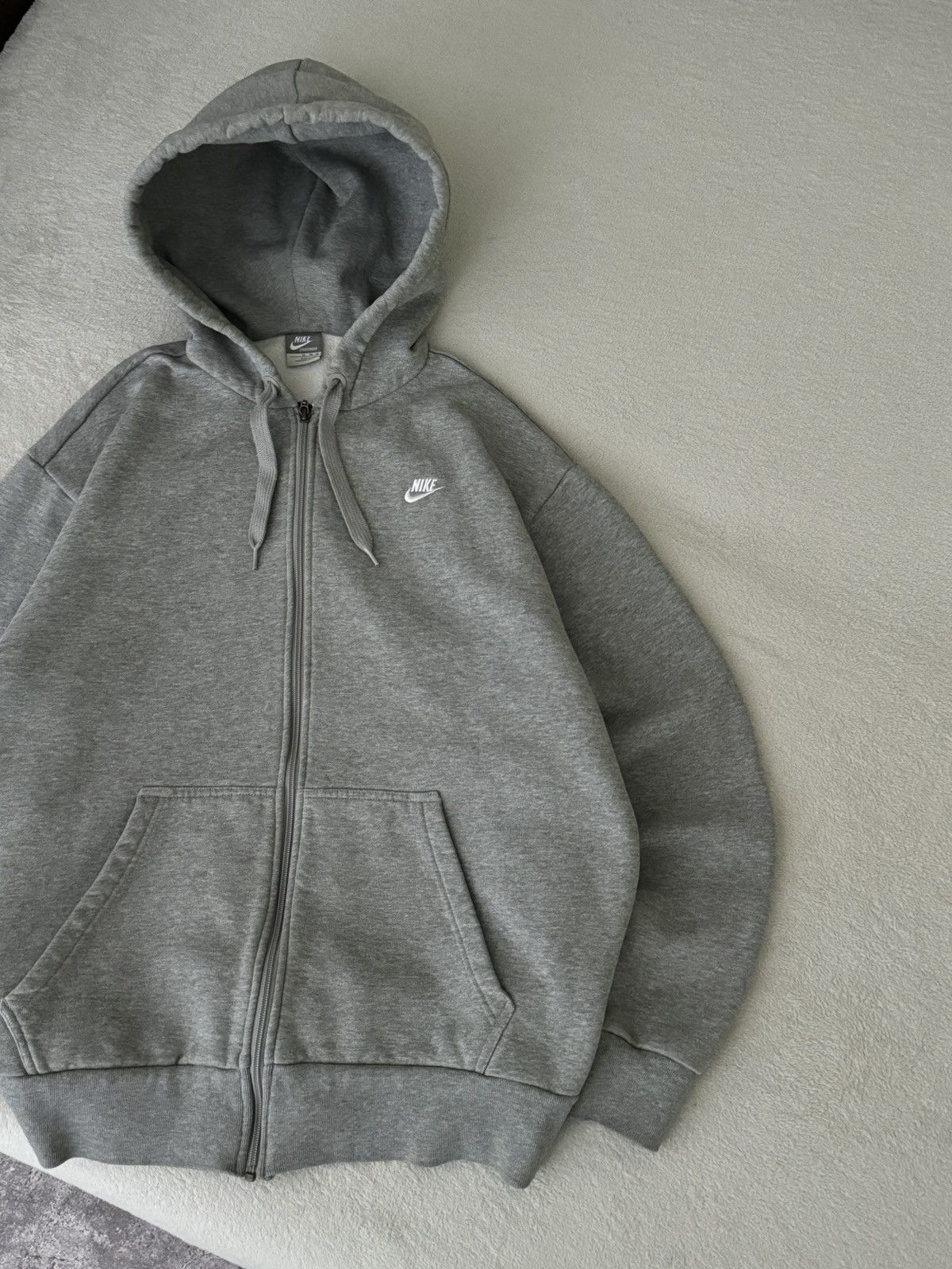 Vintage Nike Y2K swoosh oversized grey zip hoodie