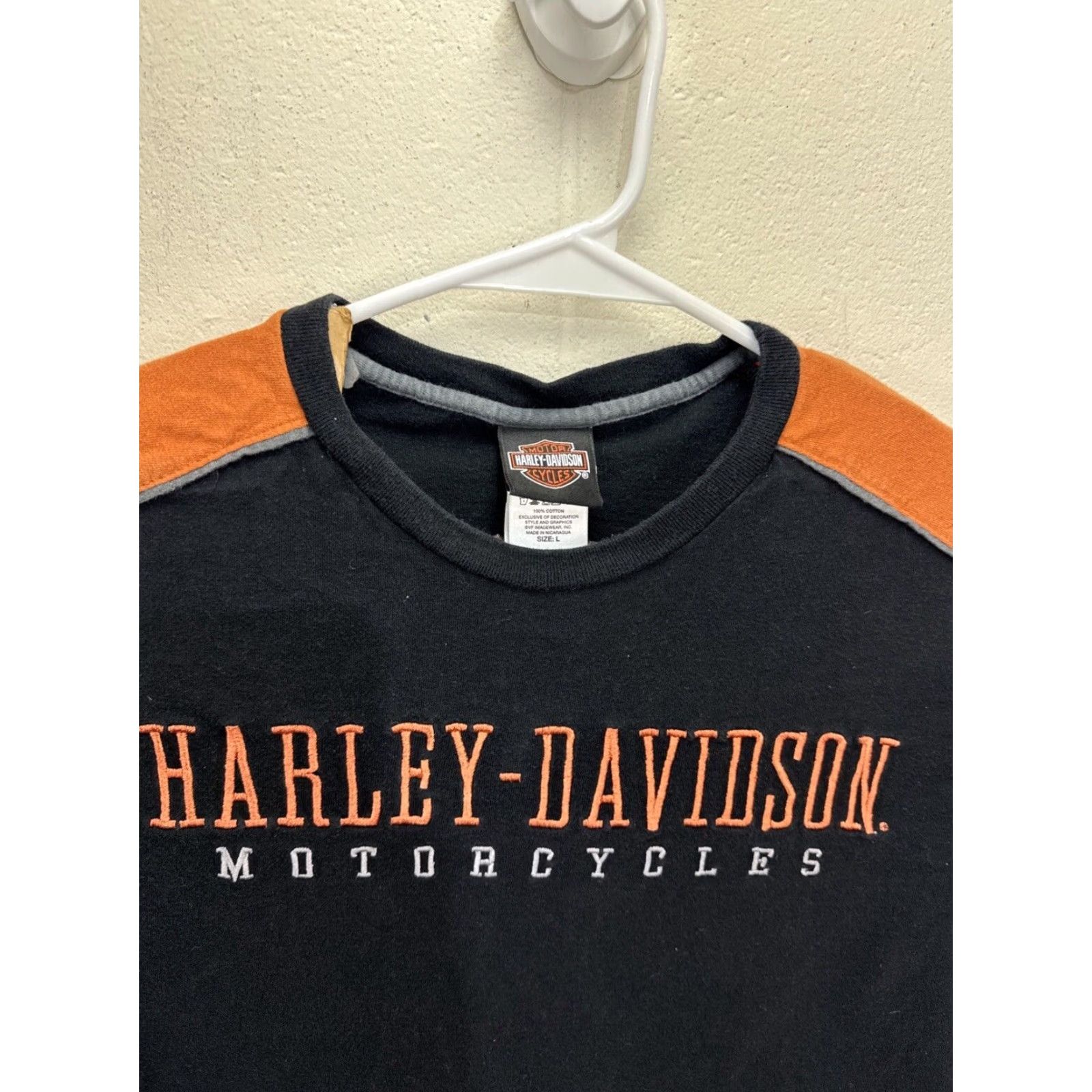 Harley Davidson Harley Davidson Women's Long Sleeve Shirt Black Orange Embroidered L Casual Biker Motorcycle Size L / US 10 / IT 46 - 4 Thumbnail