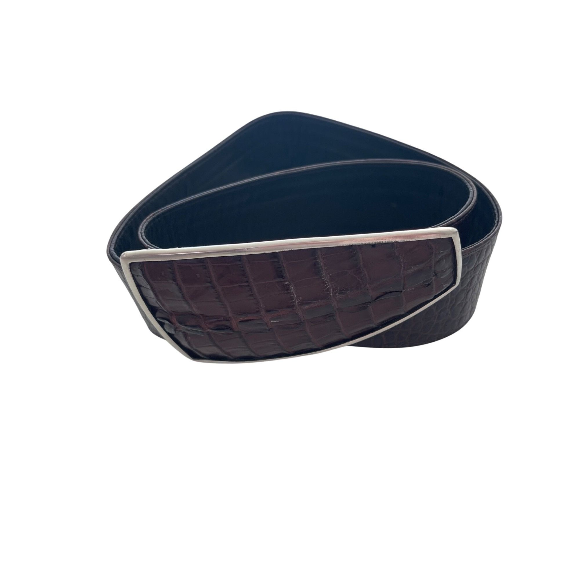 The Unbranded Brand Womens Belt One Size Brown Crocodile Statement Size ONE SIZE - 2 Thumbnail