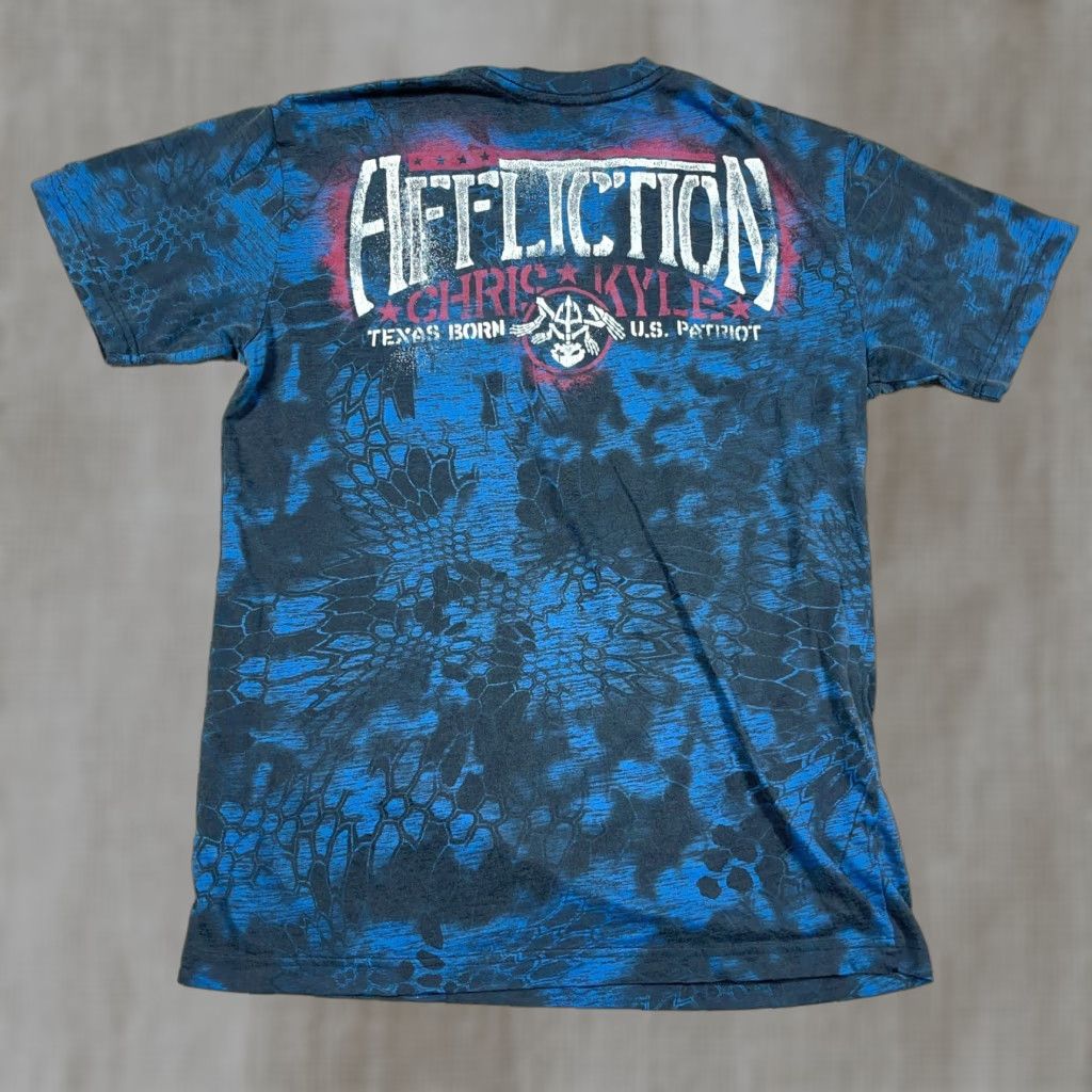 Affliction Affliction Shirt Men Medium Blue Tee Live Fast Chris Kyle MMA Spell Out Tie Dye Graphic Print Size US M / EU 48-50 / 2 - 1 Thumbnail
