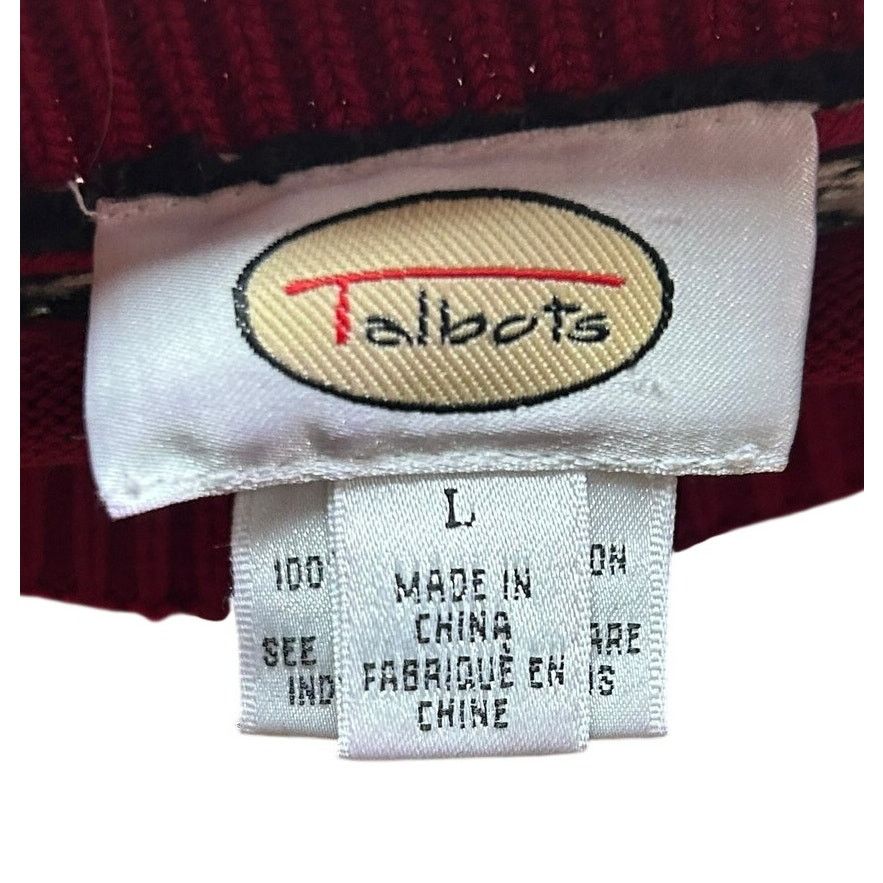 Talbots VTG 90s Talbots Large Winter Chalet Snowflake Fringe Sweater Size L / US 10 / IT 46 - 3 Thumbnail