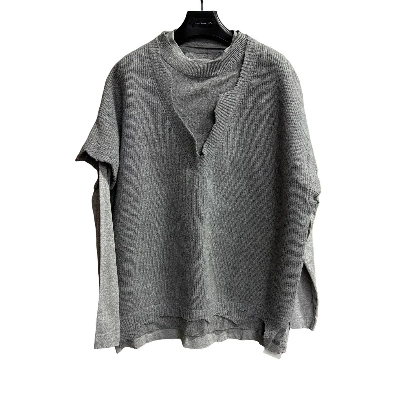 Givenchy Givenchy Layered Knit Crewneck Sweater Gray M Size US M / EU 48-50 / 2 - 1 Thumbnail