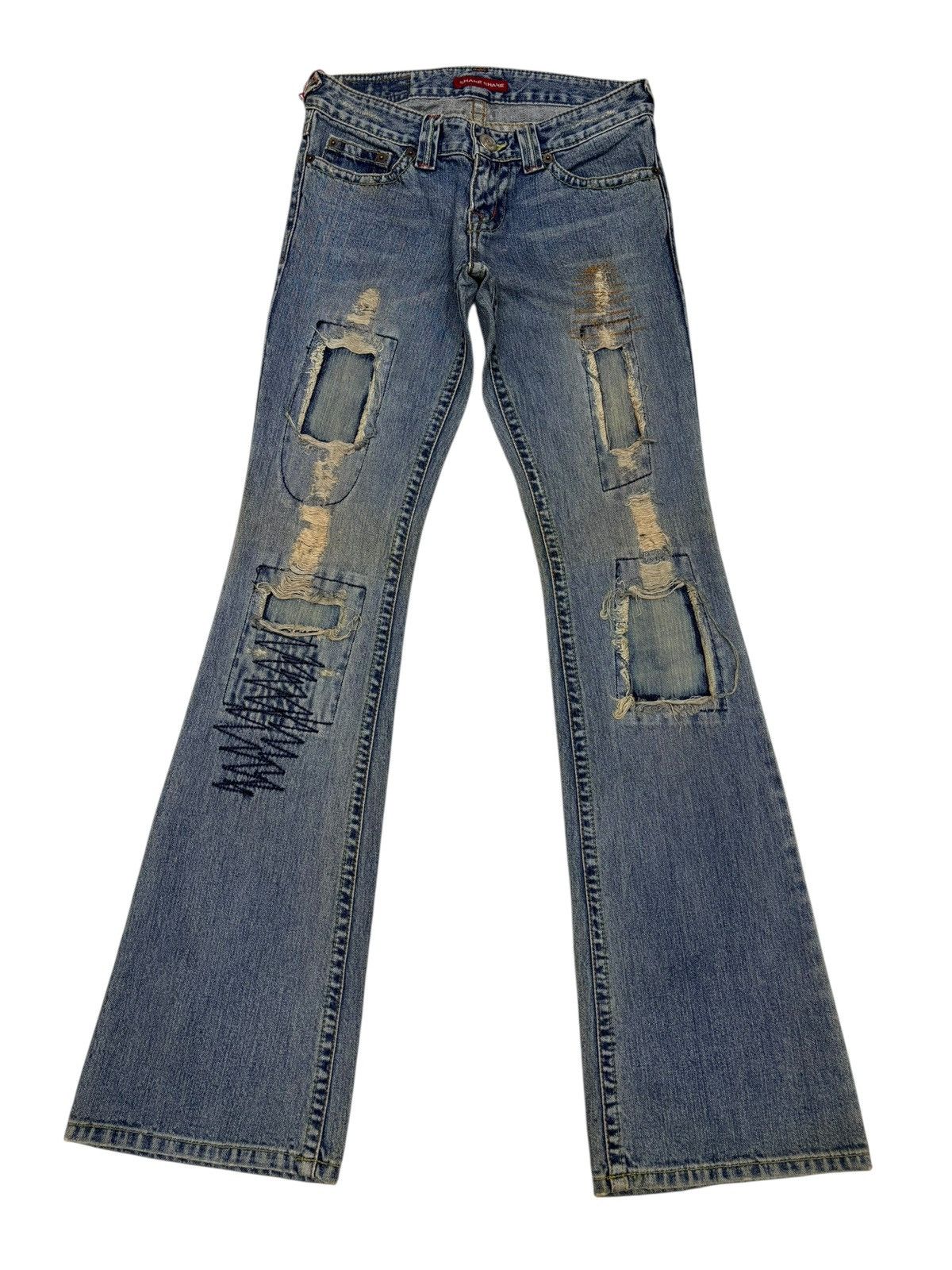 If Six Was Nine Flare Jeans Japanese Shake Shake Mud Wash Distressed Denim Size 26" / US 2 / IT 38 - 8 Thumbnail