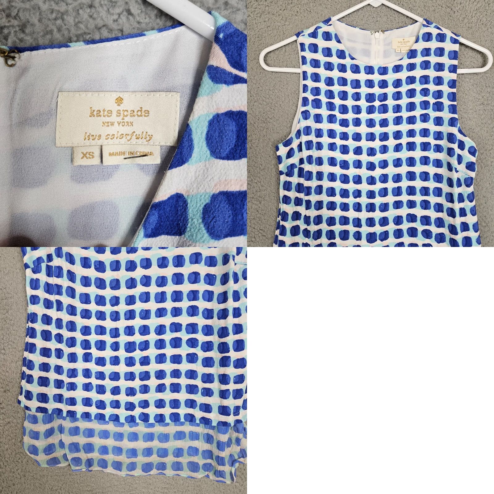 Vintage kate spade new york Women’s Double Layer Blue Tank Top XS Sleeveless Silk Viscose Round Neck Pullover Casual Shirt Size XS / US 0-2 / IT 36-38 - 8 Thumbnail
