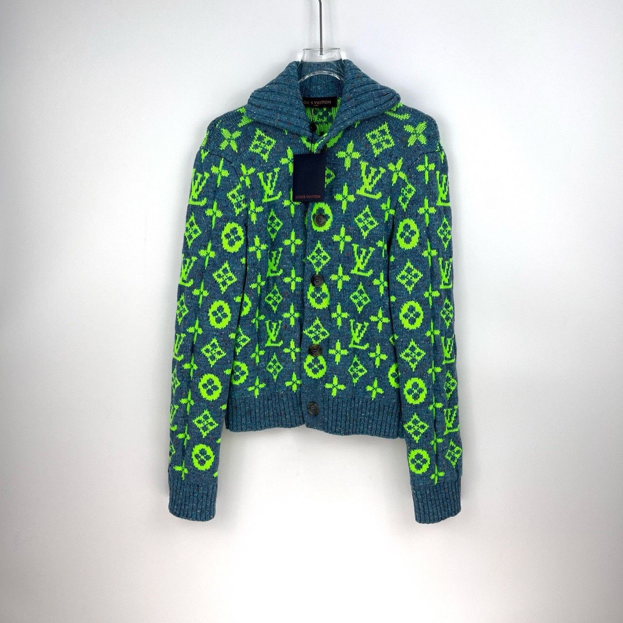 Louis Vuitton Louis Vuitton Long-sleeved cardigan in grey-green full logo Size US S / EU 44-46 / 1 - 3 Thumbnail