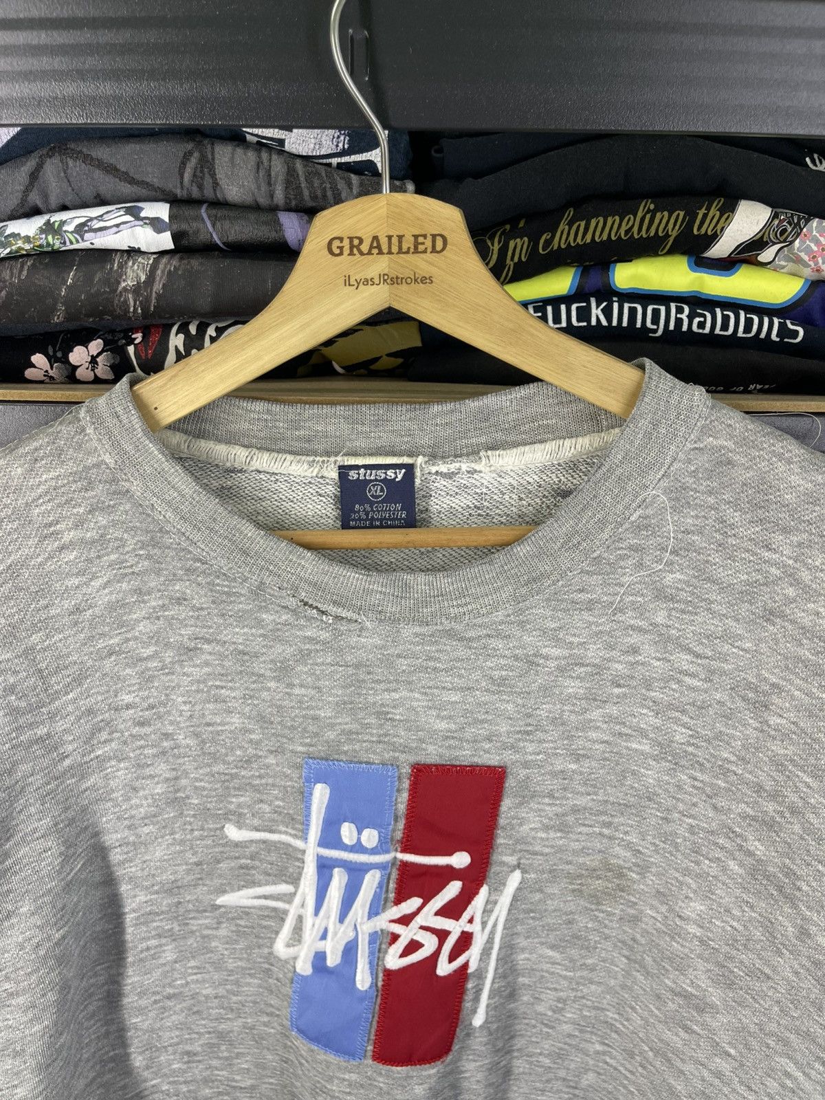 Stussy Thrashed Vintage 90's Stussy Embroidered Logo Sweatshirt Size US XL / EU 56 / 4 - 17 Thumbnail