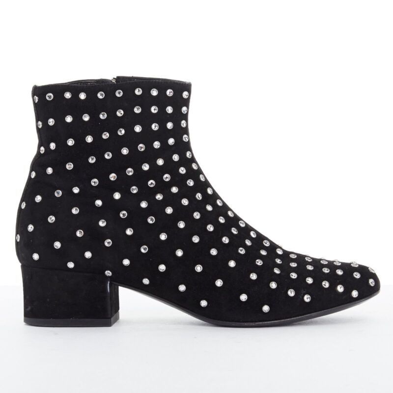 Saint Laurent Paris SAINT LAURENT PARIS black suede strass crystal embellished ankle boot shoe EU35 Size US 5 / IT 35 - 1 Thumbnail