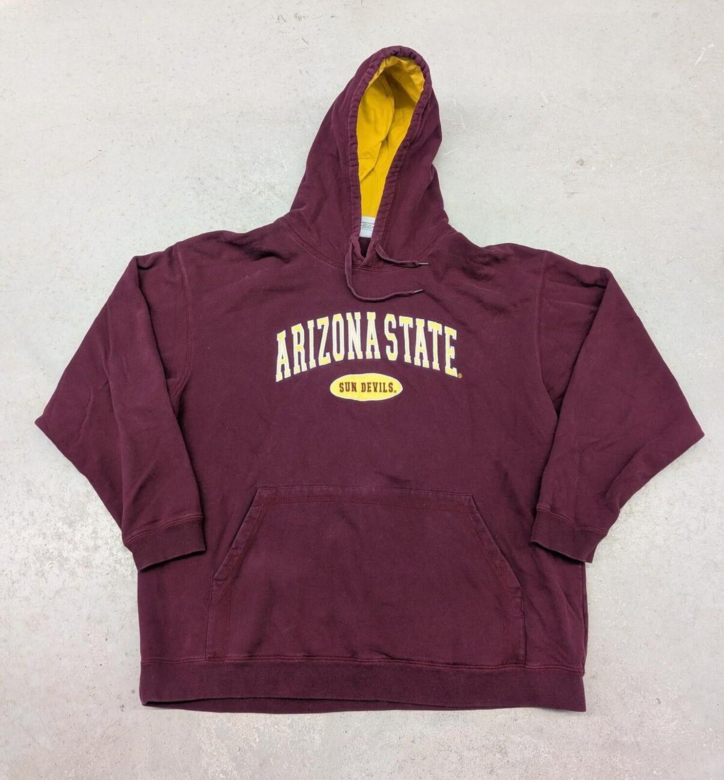 NCAA Vintage Y2K Arizona State Sun Devils Maroon Yellow Hoodie Size US XXL / EU 58 / 5 - 1 Thumbnail