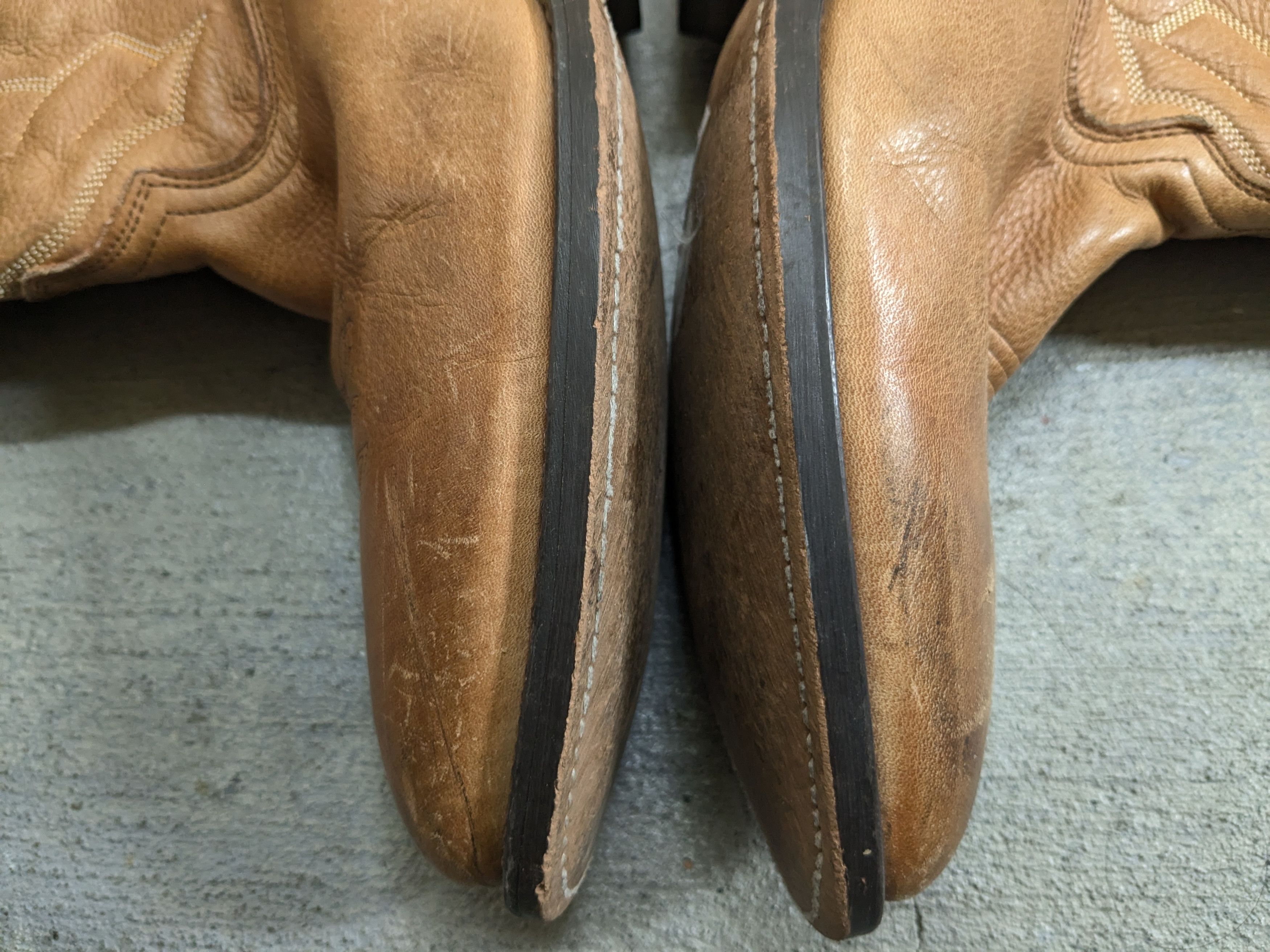 Genuine Leather Cowboy Boots 11 Wide Tan Brown Leather Western Size US 11 / EU 44 - 8 Thumbnail