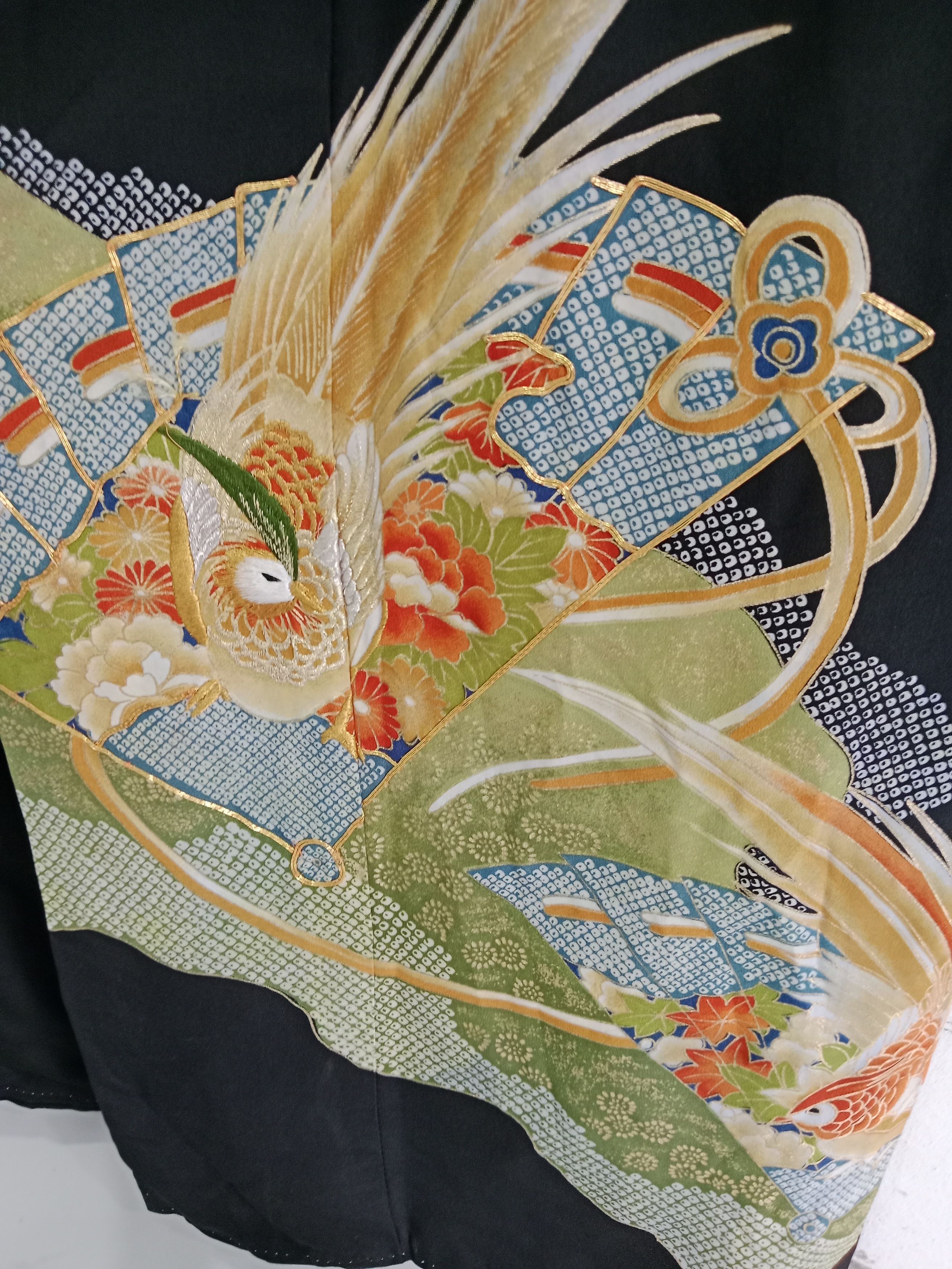 Komono Vintage Yukata Furisode Tomesode Kimono JAPANESE Robe Size L / US 10 / IT 46 - 8 Thumbnail